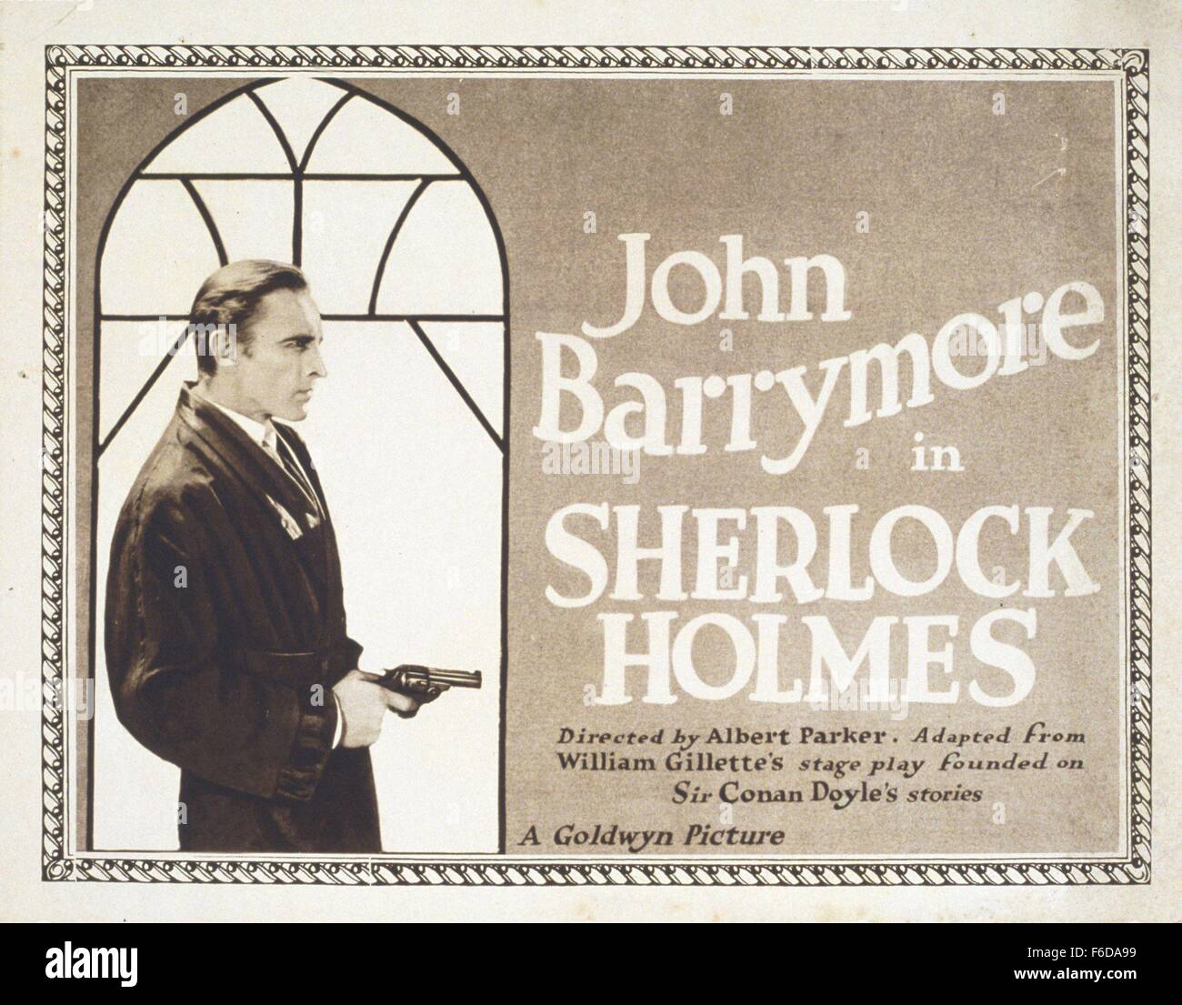 RELEASE DATE: March 7, 1922   MOVIE TITLE: SHERLOCK HOLMES   STUDIO: Goldwyn Pictures Corporation   PLOT: Unknown   PICTURED: JOHN BARRYMORE as ALBERT PARKER. Stock Photo