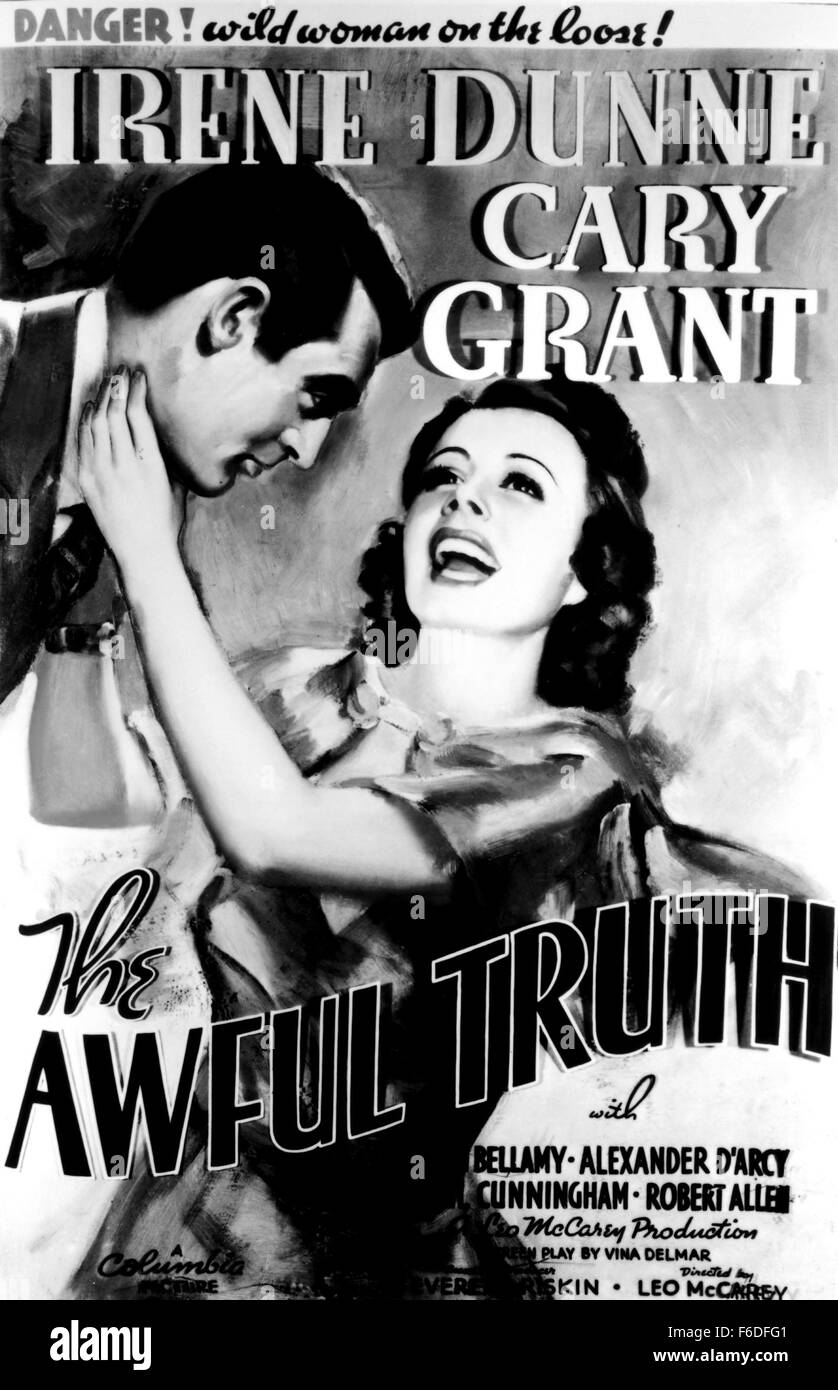 RELEASED: Oct 21, 1937 - Original Film Title: The Awful Truth. PICTURED: IRENE DUNNE, CARY GRANT, Movie Poster. Stock Photo