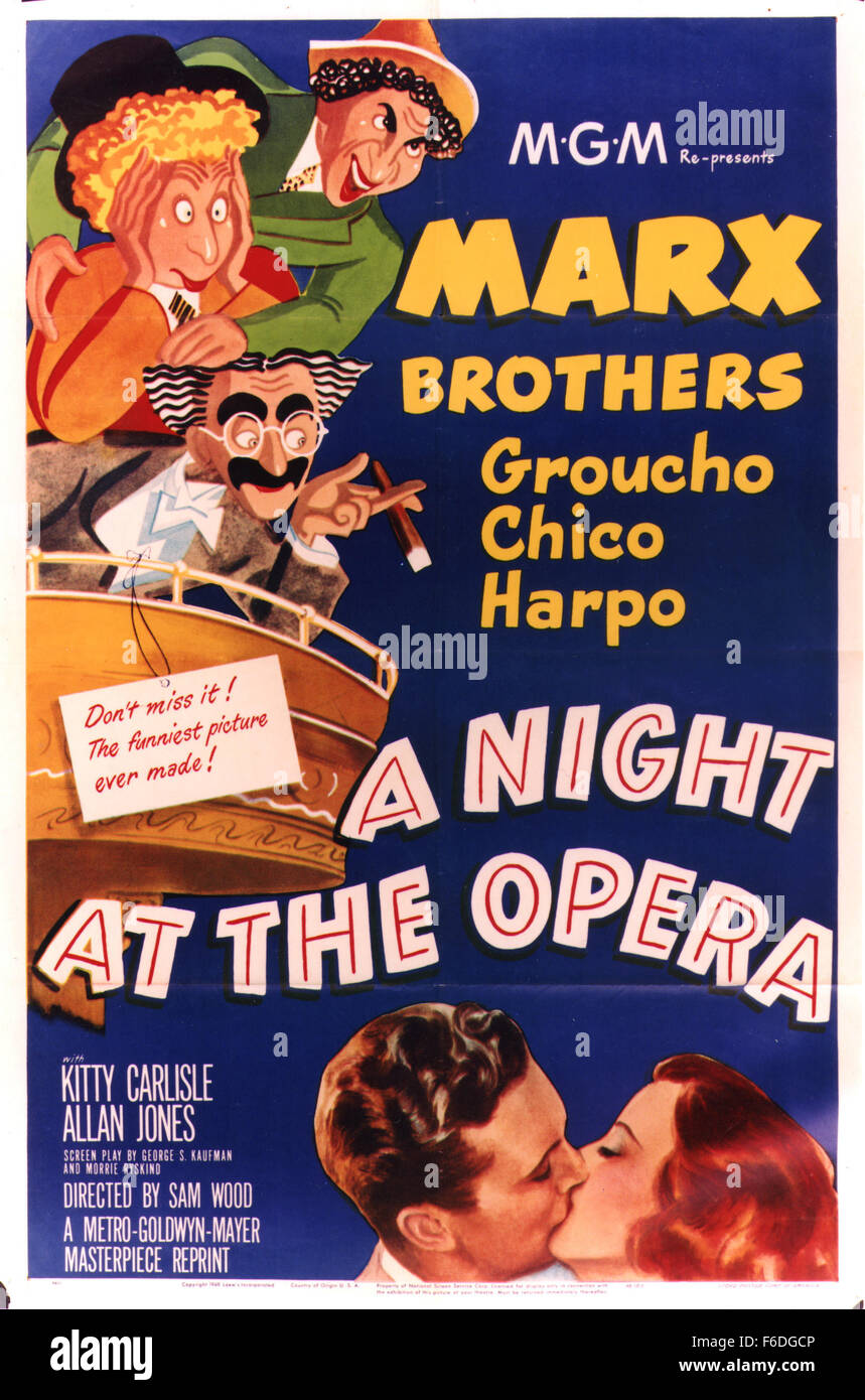 RELEASE DATE: November 15, 1935. MOVIE TITLE: A Night at the Opera. STUDIO: Metro-Goldwyn-Mayer (Credit Image: Entertainment Pictures) Stock Photo