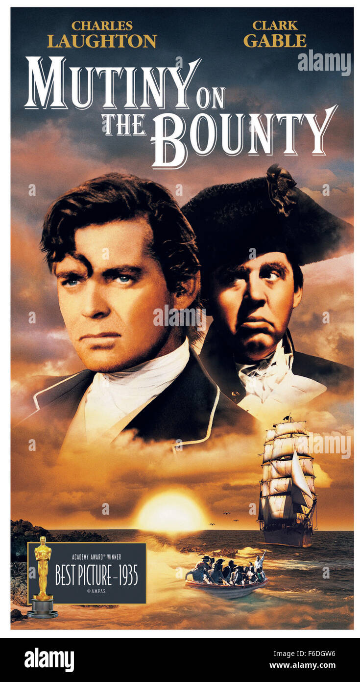 RELEASE DATE: November 22, 1935. MOVIE TITLE: Mutiny on the Bounty. STUDIO:  Metro-Goldwyn-Mayer (MGM). PLOT: Midshipman Roger Byam joins Captain Bligh  and Fletcher Christian aboard the HMS Bounty for a voyage to