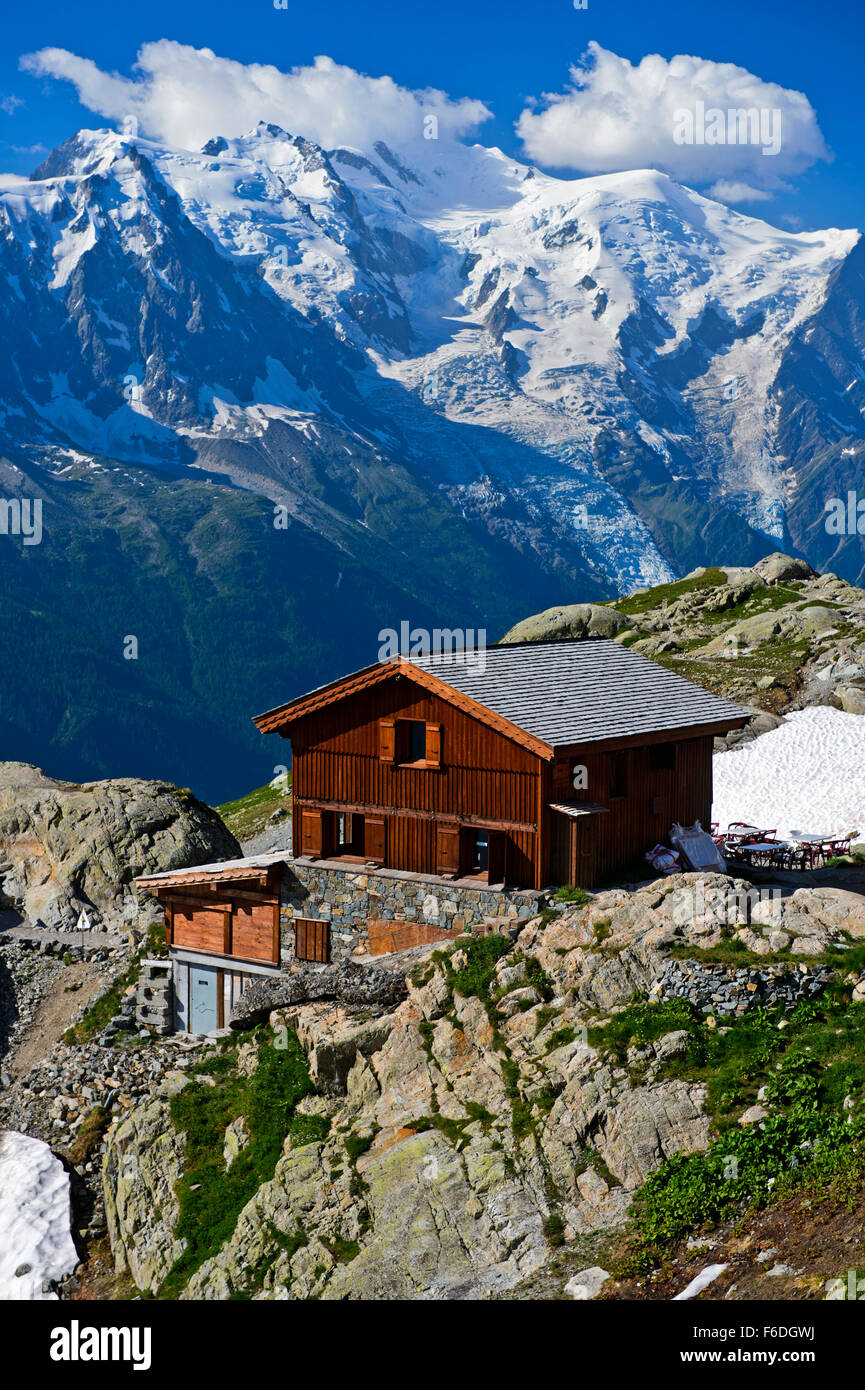 Mountain Hut Refuge Du Lac Blanc View Towards Mont Blanc