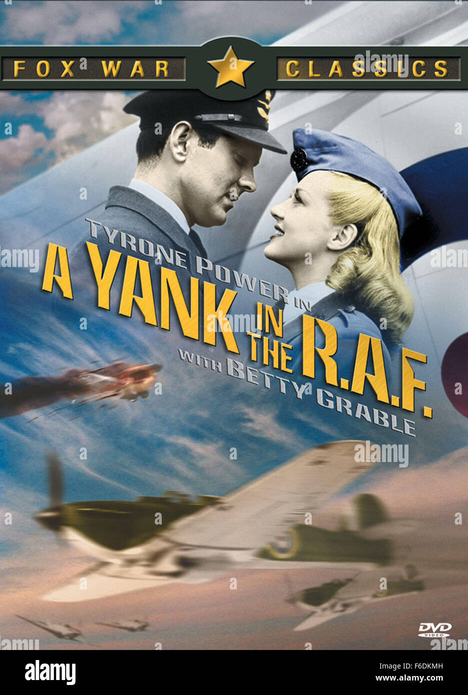 RELEASE DATE: Sep 26, 1941. MOVIE TITLE: A Yank in the R.A.F. STUDIO: 20th Century Fox. PLOT: Tyrone Power is a pilots' pilot, but he doesn't believe in anything beyond his own abilities. He gets into trouble by flying a new fighter directly to Canada instead of to New York and letting it be towed across as the law demands, but is offered a new job ferrying bombers to war torn England. While on a layover he finds Betty Grable, an old flame, has joined the RAF as a WREN in her attempt to fight for democracy. Power joins up to impress her and in the course of his several missions begins to devel Stock Photo
