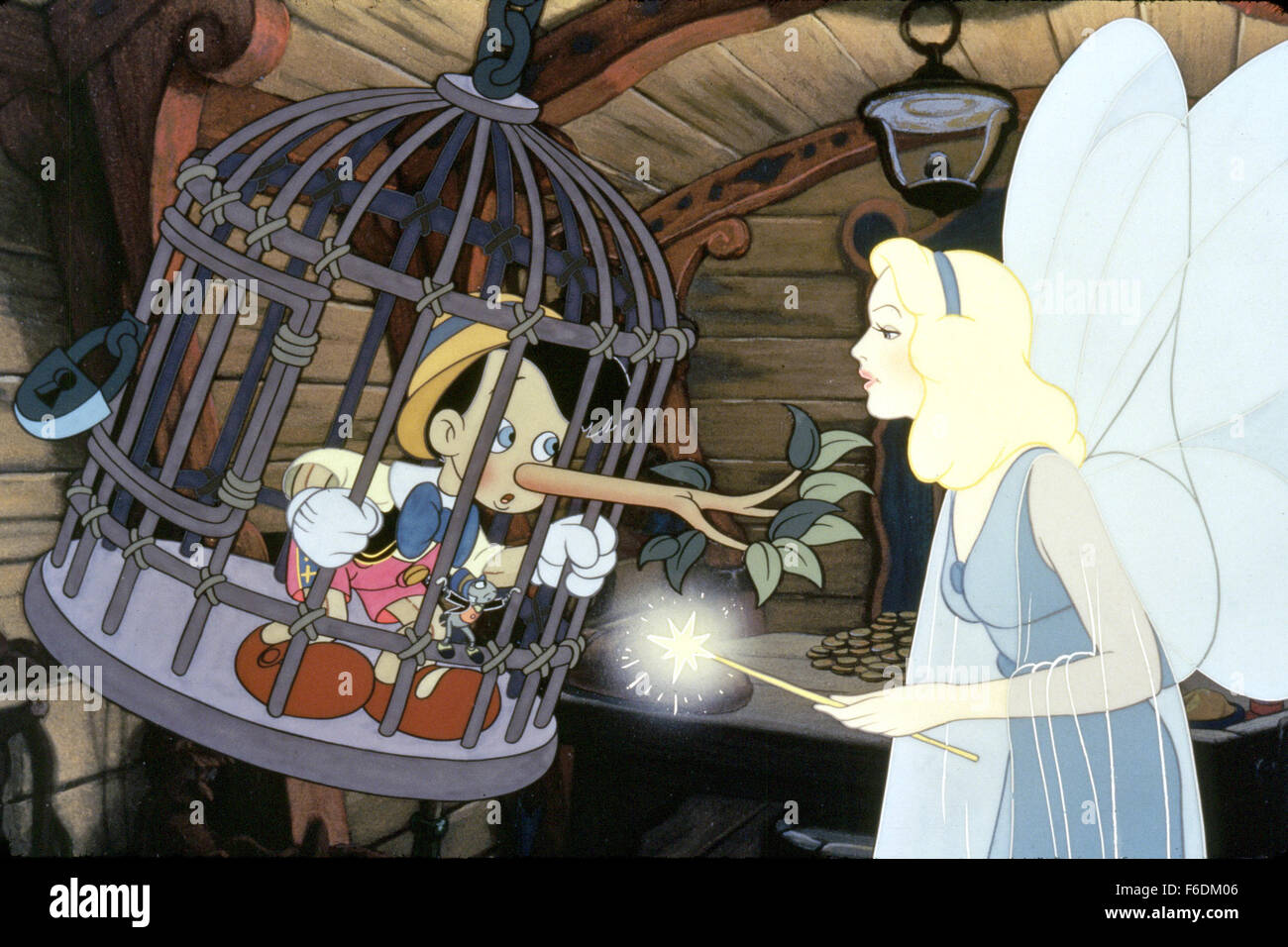 Feb 07, 1940; Hollywood, CA, USA; DICKIE JONES (left) as voice of Pinocchio and EVELYN VENABLE as the voice of The Blue Fairy in the family, animated, fantasy ''Pinocchio'' directed by Hamilton Luske and Ben Sharpsteen. Stock Photo