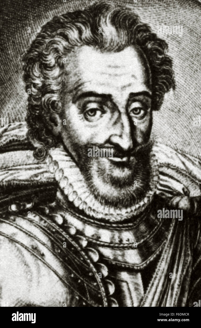 Henry IV of France (1553-1610). King of Navarre as Henry III from 1572-1610 and King of France from 1589-1610. Portrait. Engraving. Stock Photo