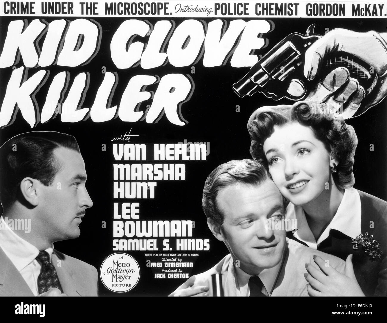 RELEASE DATE: April 17 1942. MOVIE TITLE: Kid Glove Killer. STUDIO:  Metro-Goldwyn-Mayer (MGM). PLOT: First feature film from director Fred  Zinneman is a snappy littleB feature that features Van Heflin as the