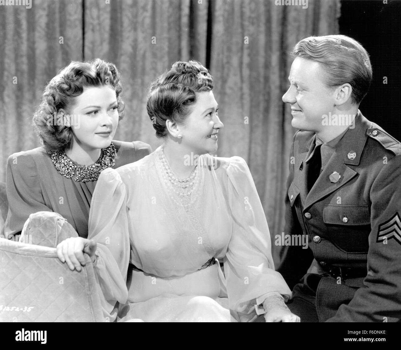 RELEASE DATE: August 7, 1942. MOVIE TITLE: The War Against Mrs. Hadley. STUDIO: Metro-Goldwyn-Mayer (MGM). PLOT: . PICTURED: FAY BAINTER as Stella Hadley, JEAN ROGERS as Patricia Hadley and VAN JOHNSON as Michael Fitzpatrick. Stock Photo