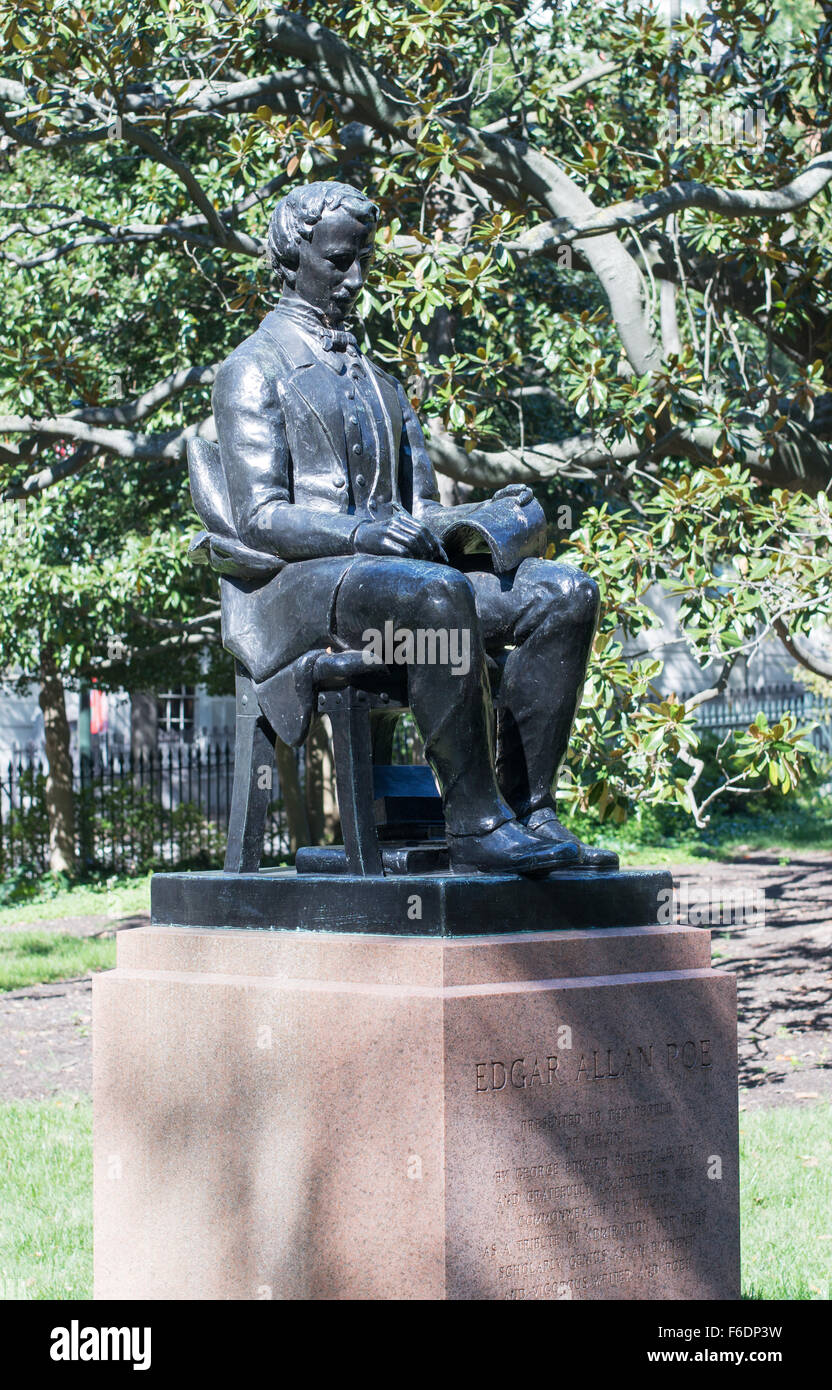 Bronze statue of Edgar Allan Poe, Richmond, Virginia USA Stock Photo