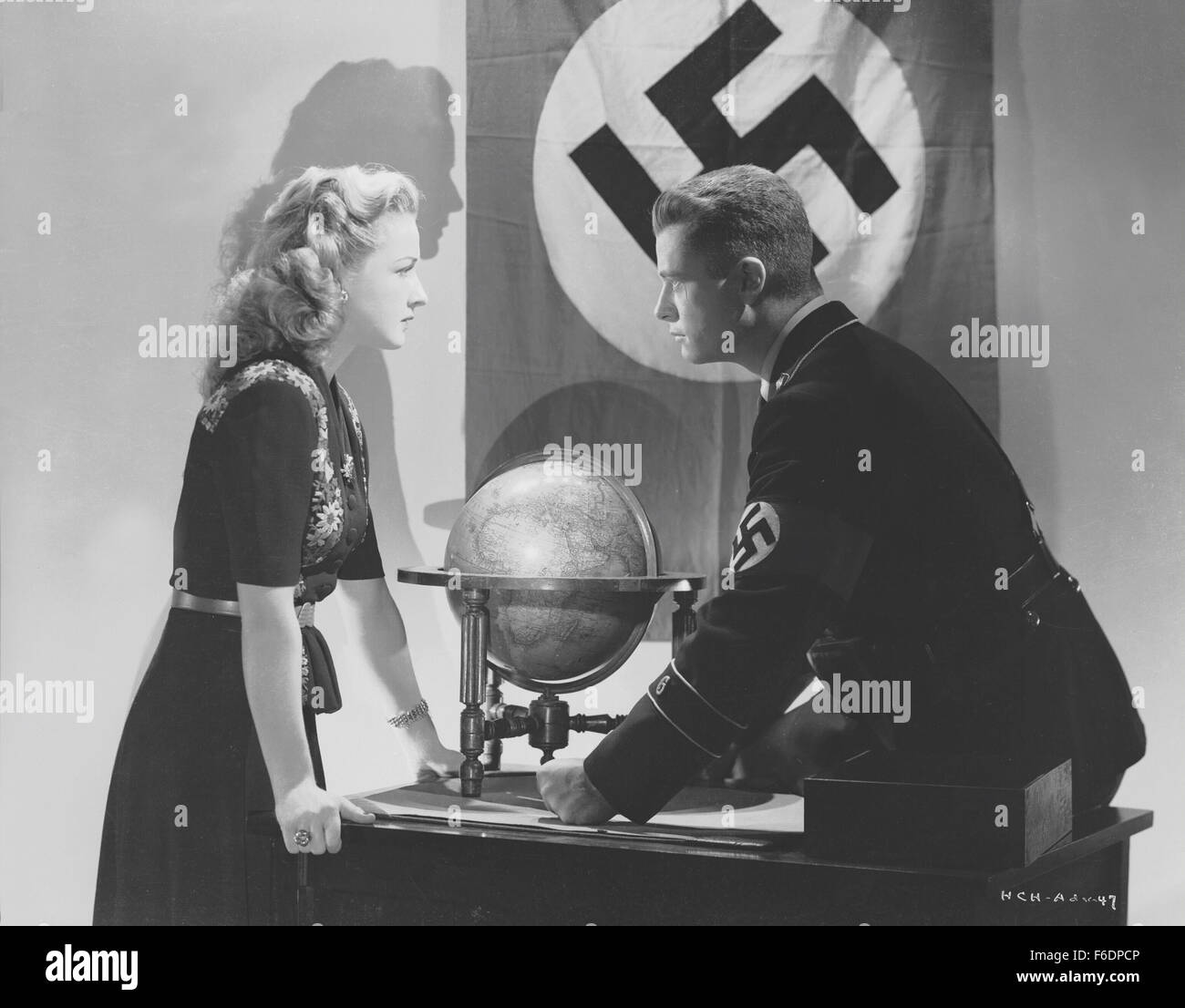 RELEASE DATE: January 6, 1943. MOVIE TITLE: Hitler's Children. STUDIO: RKO Radio Pictures. PLOT: This propaganda piece starts in 1933. Prof. Nichols' American school in Berlin is next door to a school for the Hitler Youth. Karl, from the latter, is attracted to German-American Anna, but events lead to their separation. Later, at the outbreak of war in Europe, Anna is removed from Nichols' school on presumption of German citizenship. Nichols becomes obsessed with finding her, as Anna undergoes a rather lurid odyssey through the Nazi nightmare. PICTURED: . Stock Photo