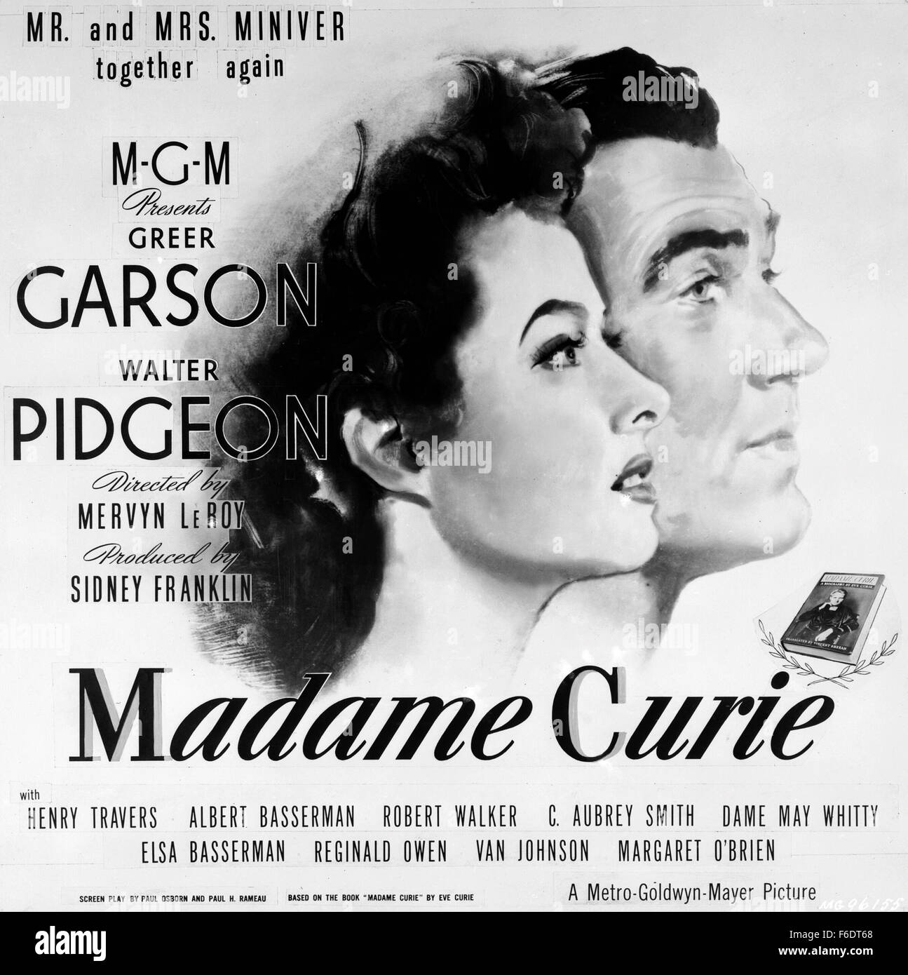 RELEASE DATE: December 15, 1943. MOVIE TITLE: Madame Curie. STUDIO: Metro-Goldwyn-Mayer (MGM). PLOT: Young Polish physics student Marie marries Doctor Pierre Curie, in whose lab she had worked for a while. On their honeymoon they decide to find out what caused the strange effect Prof. Becquerel has noticed with the uranium/thorium stones for her dissertation. After many experiments they find out that there must be more radioactive elements than uranium and thorium, and they try to isolate it. After years of experiments in a makeshift lab at the University, they are able to isolate a few grains Stock Photo