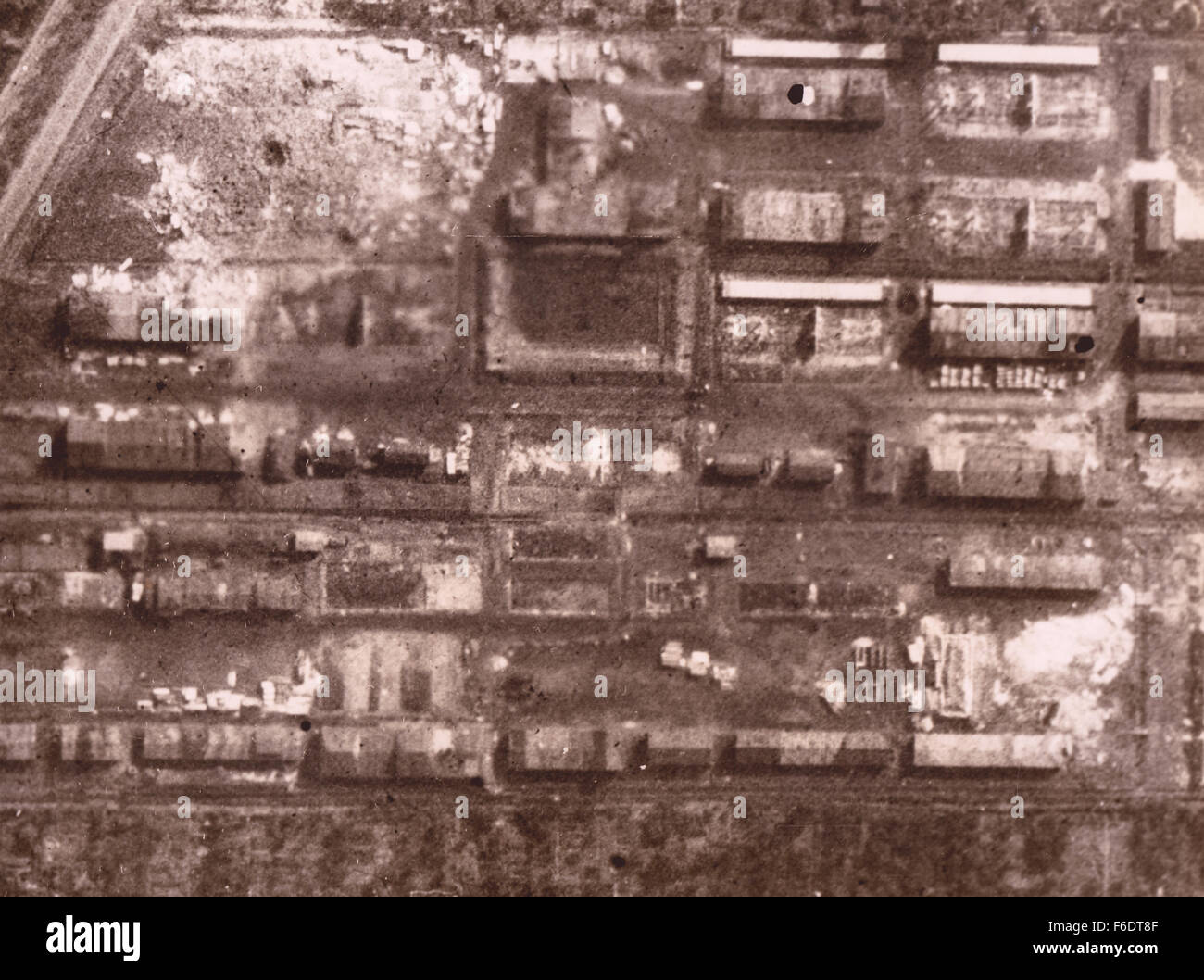 720. Germany, Bremen “Focke Wulf aircraft Works.”Reconnaissance image from RAF post bombing attack of 13.9.1942 Stock Photo
