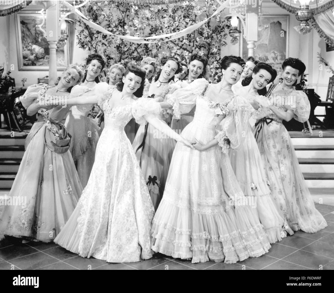 RELEASE DATE: January 18, 1946. MOVIE TITLE: The Harvey Girls. STUDIO: Metro-Goldwyn-Mayer (MGM). PLOT: On a train trip West to become a mail order bride Susan Bradley meets a cheery crew of young women traveling out to open a Harvey House restaurant at a remote whistle stop to provide good cooking and wholesome company for railway travellers. When Susan and her bashful suitor find romance daunting, Susan joins the Harvey Girls instead. The saloon across the street with its alluring worldly-wise women offers them tough competition, fair and foul, and Susan catches the eye of the Ned Trent, Stock Photo