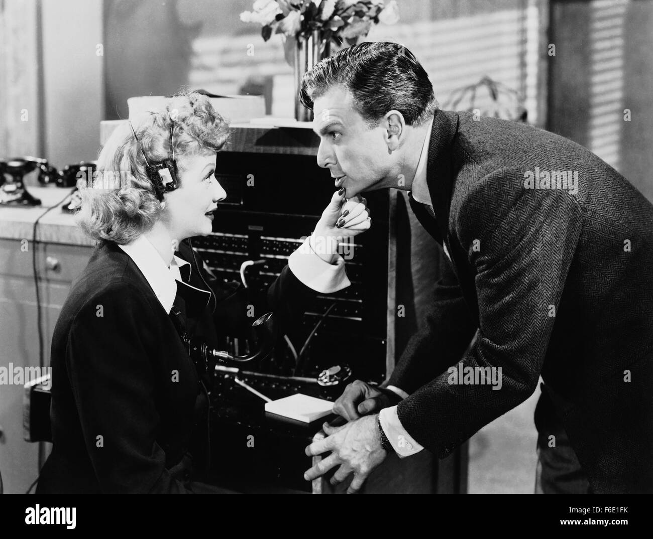 RELEASED: Sep 15, 1950 - Original Film Title: The Fuller Brush Girl. PICTURED: LUCILLE BALL as Sally Elliot and EDDIE ALBERT as Hubbell Briggs. Stock Photo