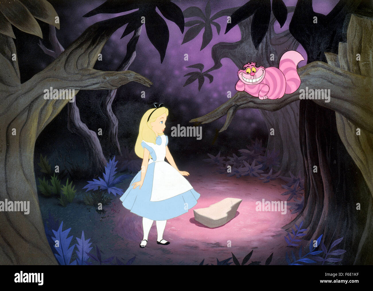 Jul 26, 1951; Hollywood, CA, USA; A scene from the movie directed by CLYDE GERONIMI with KATHRYN BEAUMONT as the voice of Alice in  'Alice In Wonderland.' Stock Photo