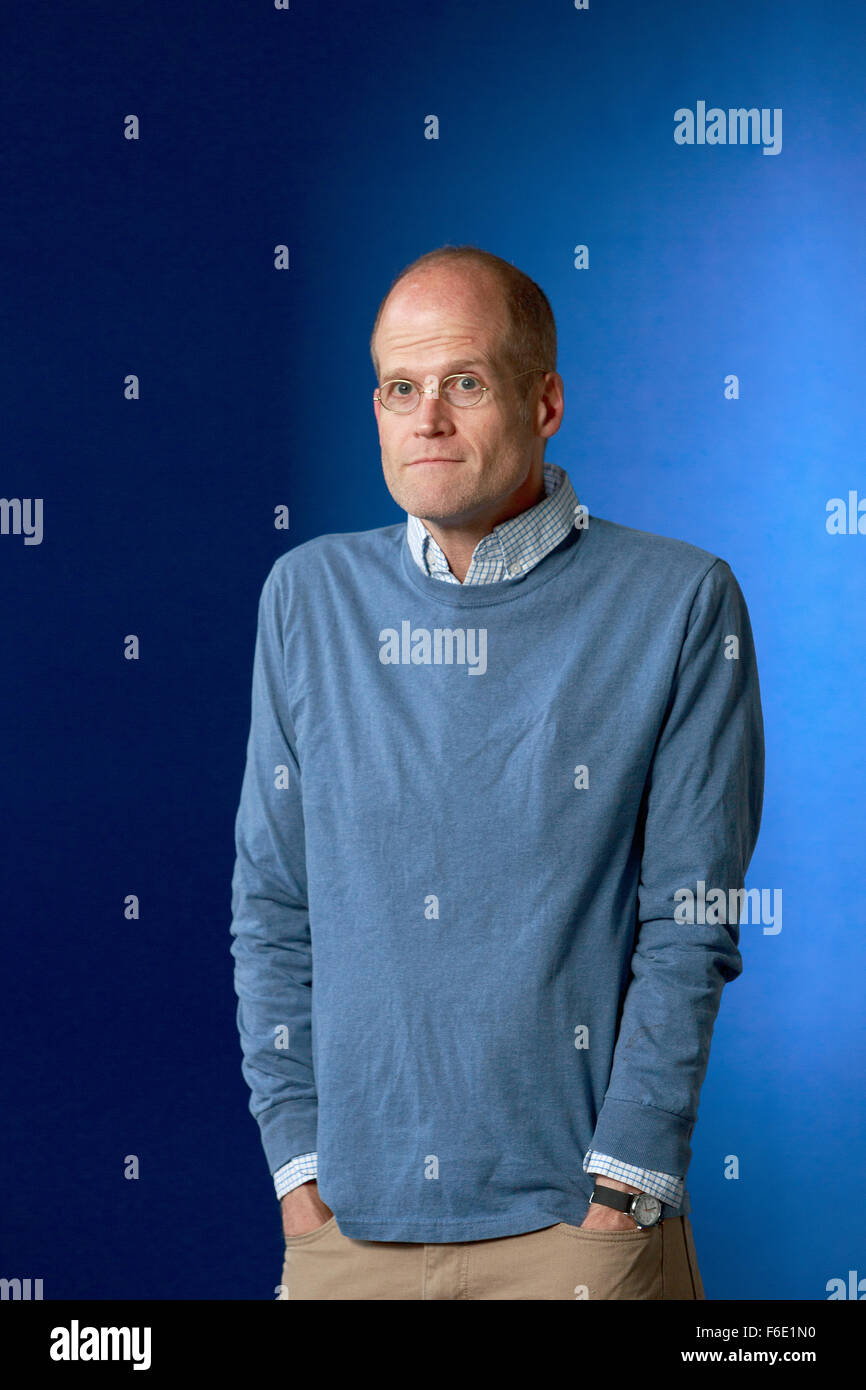Edinburgh International Book Festival 2013 portrait of Chris Ware at Charlotte Square Garden. Stock Photo