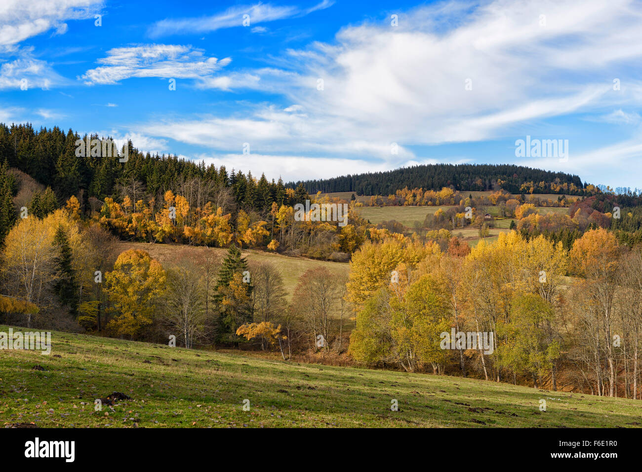 Autumn in the Sumava National Park, Bohemia, Czech Republic Stock Photo