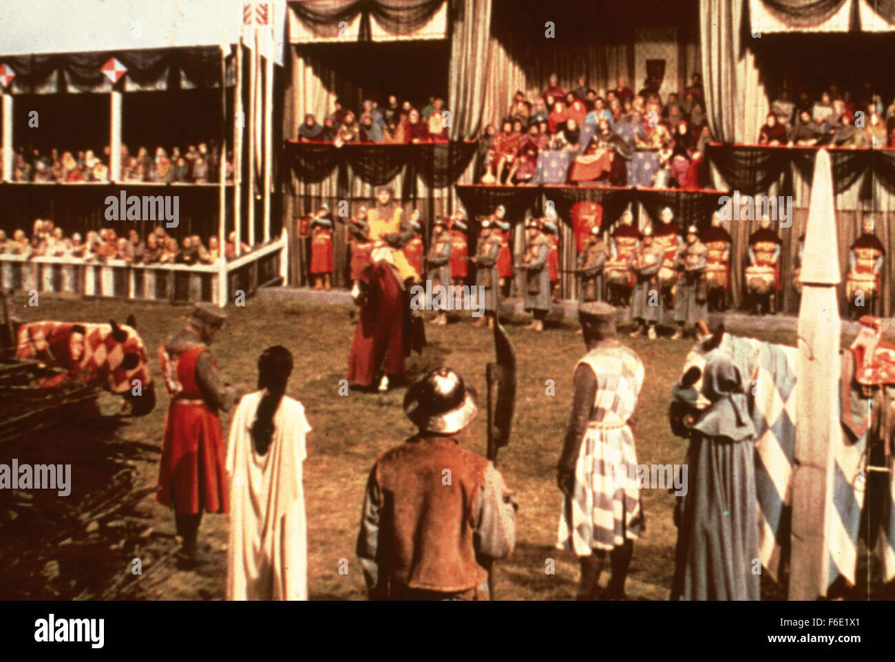 RELEASE DATE: July 31, 1952. MOVIE TITLE: Ivanhoe. STUDIO: Metro-Goldwyn-Mayer (MGM). PLOT: In the centre of this Walter Scott classic fiction inspired film the chivalrousness and the daring stand. Ivanhoe, the disowned knight join to the bravehearted and high-minded Robin Hood, the valiant of Forest Sherwood. They want King Richard to rule the kingdom instead of evil Prince John. PICTURED: . Stock Photo