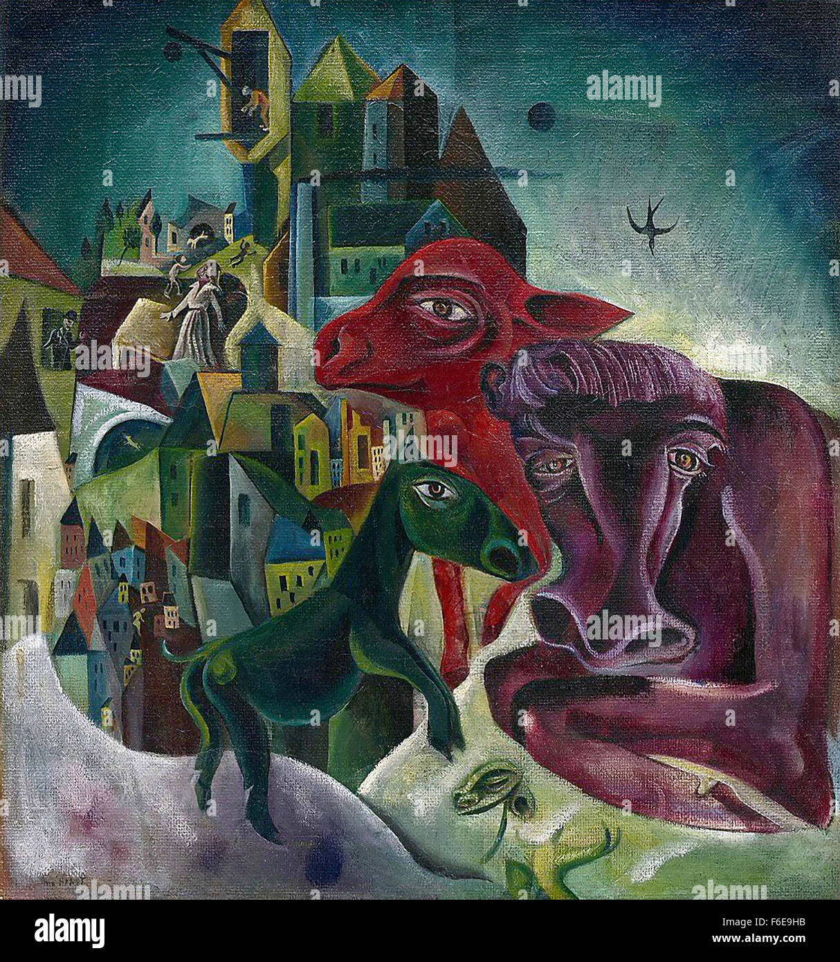 Max Ernst - City with Animals Stock Photo