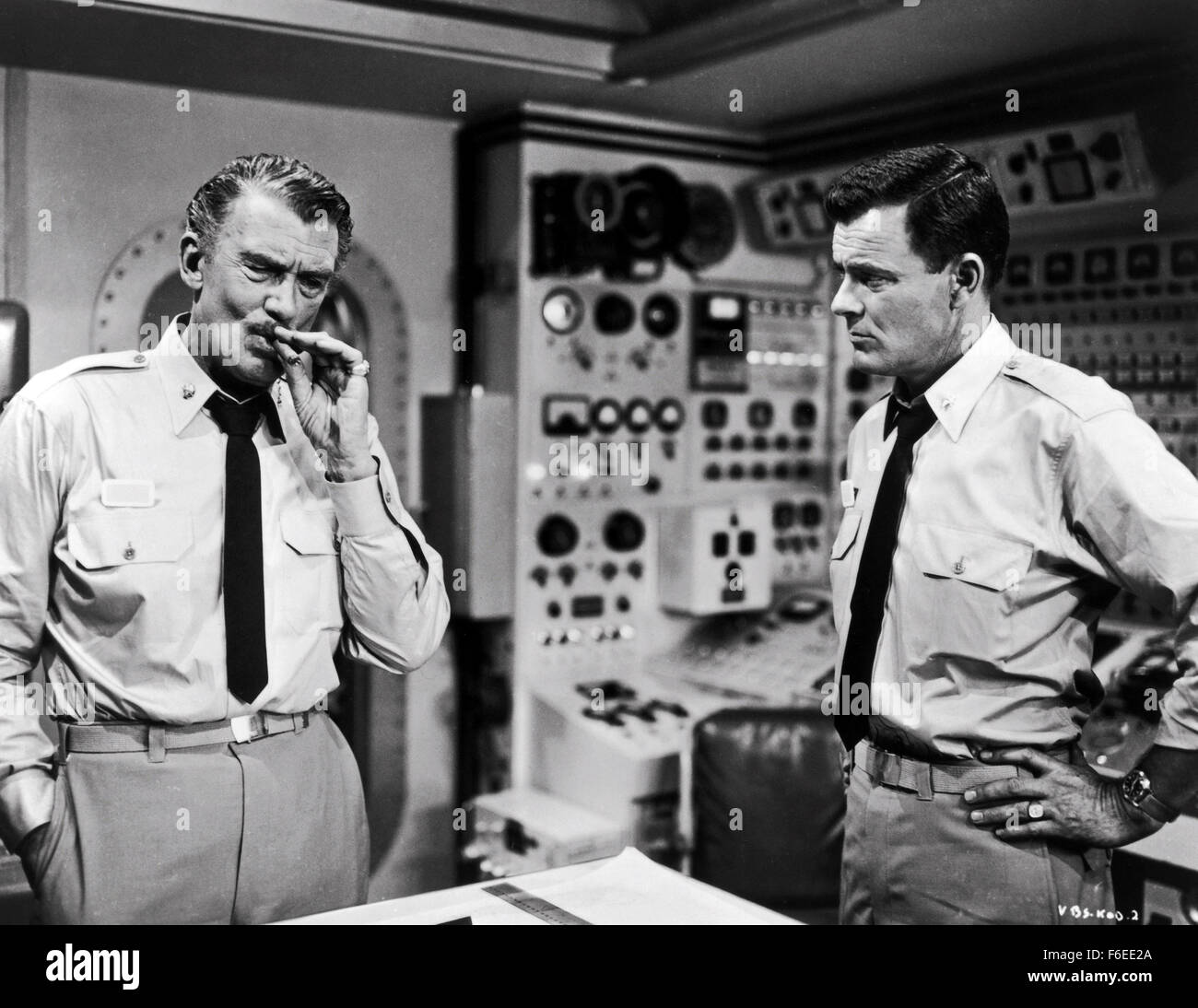 Jul 12 1961 Hollywood Ca Usa Walter Pidgeon Left As Admiral Harriman Nelson And Robert Sterling As Commander Lee Crane In The Sci Fi Adventure Film Voyage To The Bottom Of The Sea