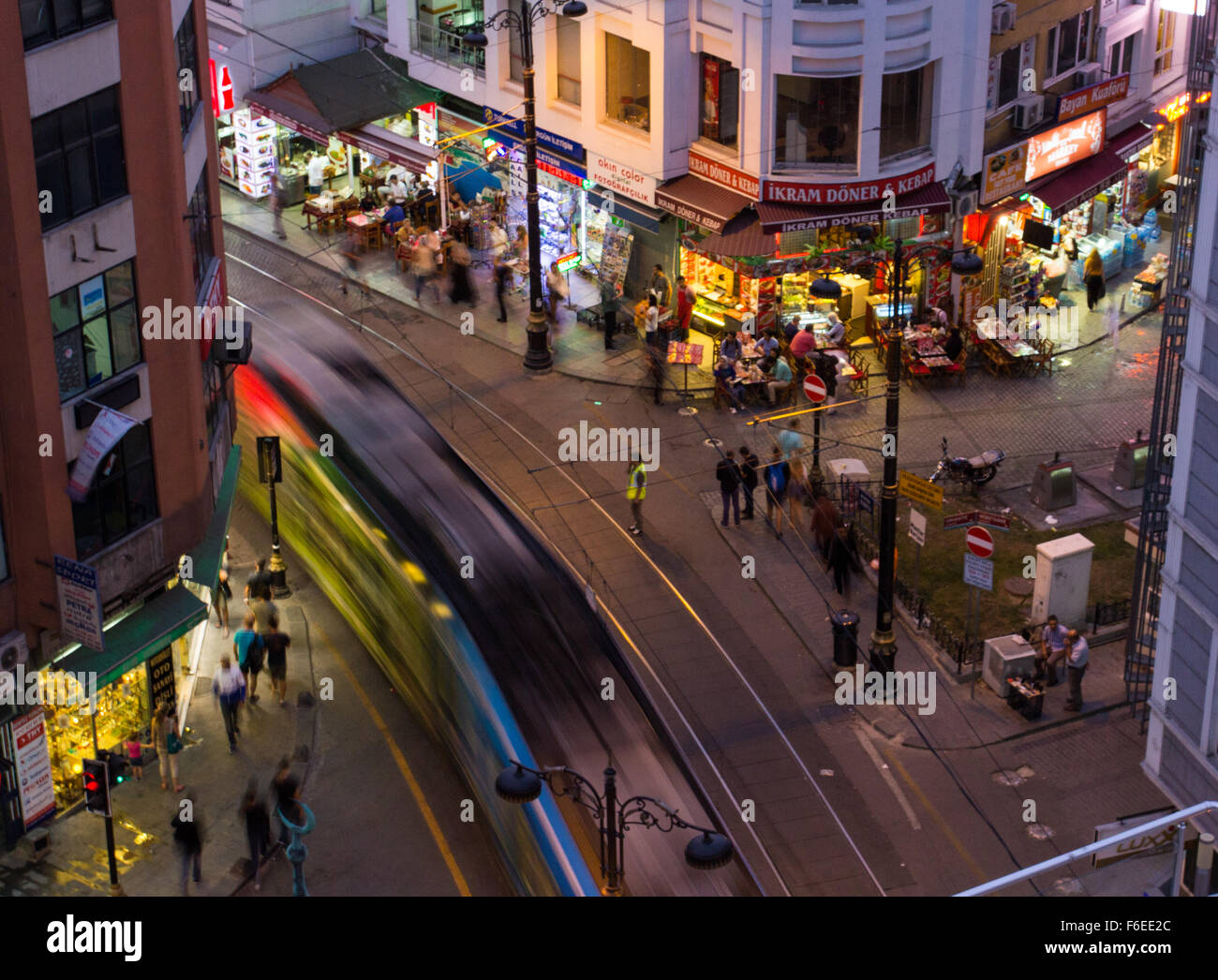 Istanbul street scene at night Stock Photo