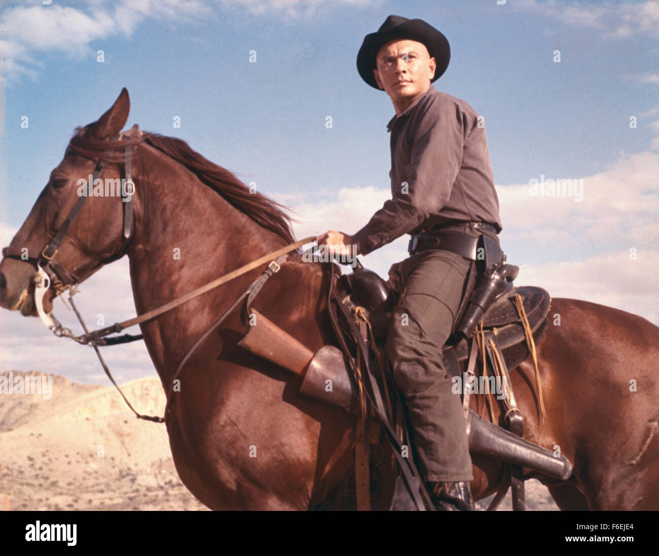 Oct 19, 1966; Madrid, SPAIN; Actor YUL BRYNNER stars as Chris Adams in the Burt Kennedy directed western, 'Return of the Seven.' Stock Photo