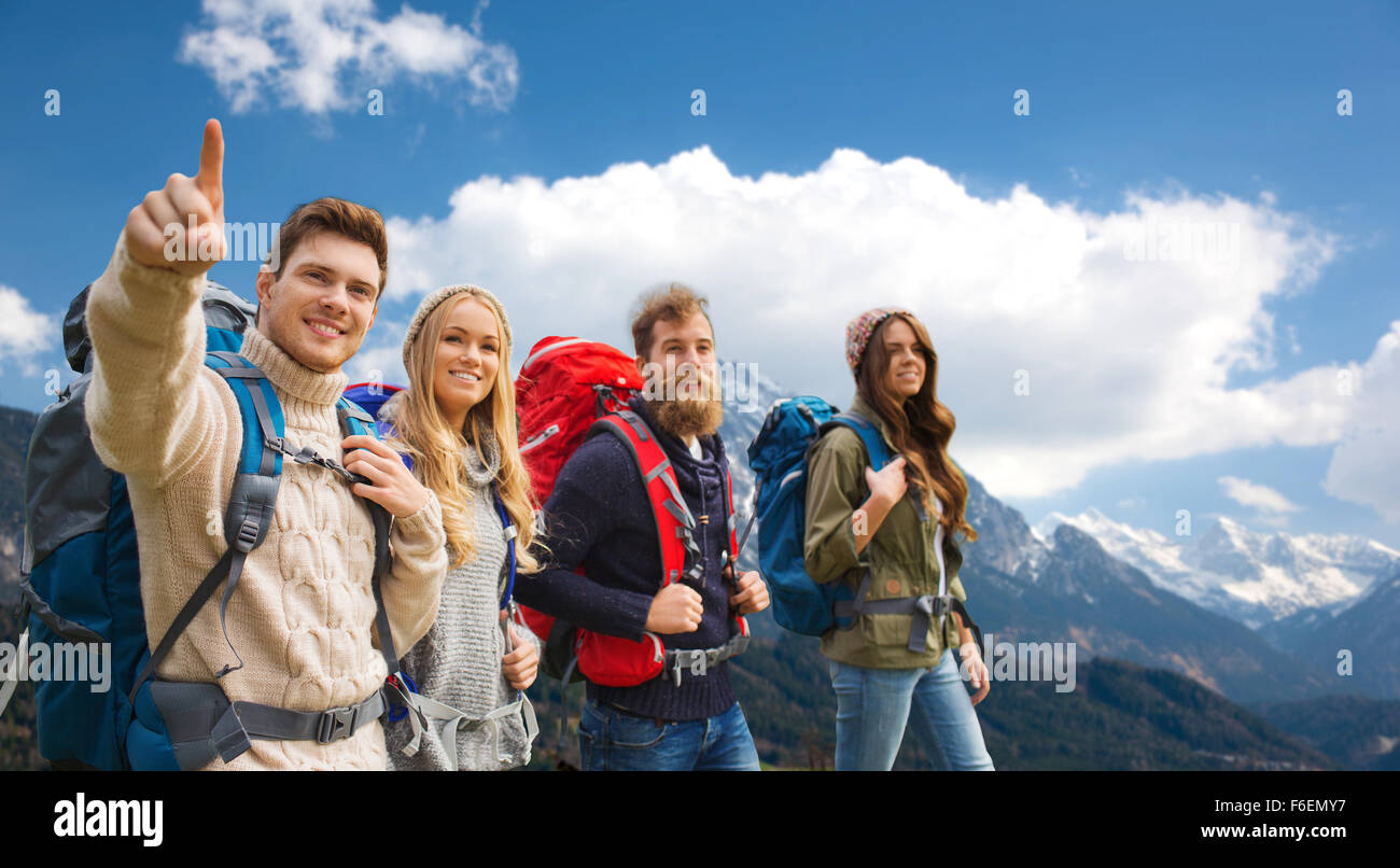Happy family over mountains hi-res stock photography and images - Alamy