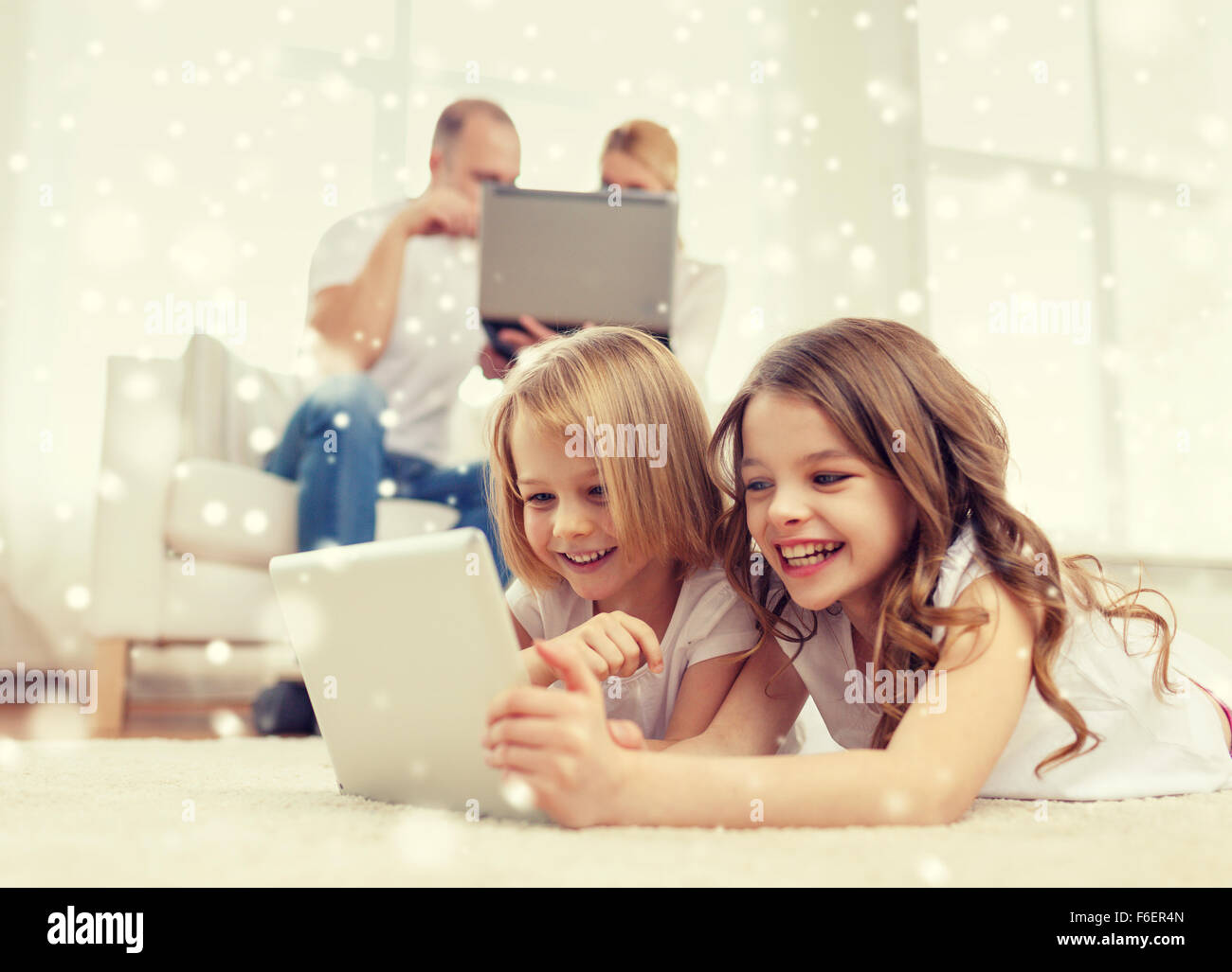 happy family with tablet pc computers Stock Photo - Alamy