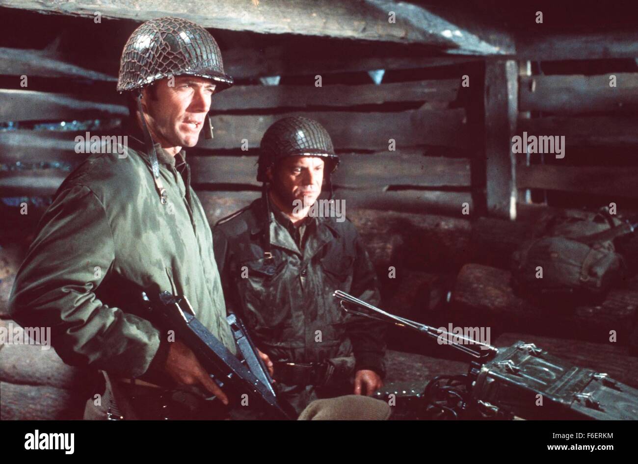 Apr 11, 1970; Hollywood, CA, USA; CLINT EASTWOOD as Pvt. Kelly and DON RICKLES as Staff Sgt. Crapgame in the war, action, comedy ''Kelly's Heroes'' directed by Brian G. Hutton. Stock Photo