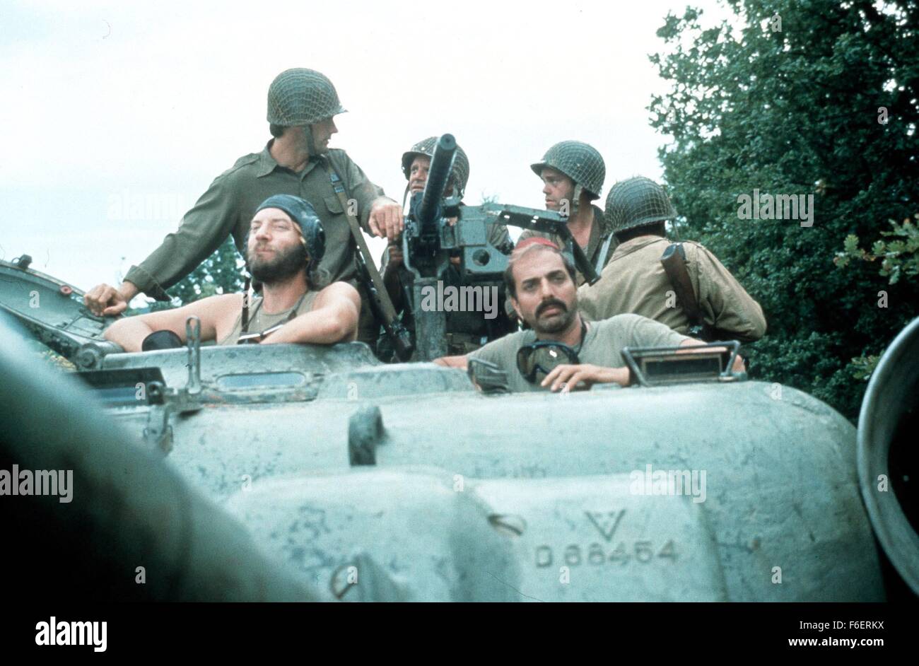 Apr 11, 1970; Hollywood, CA, USA; DONALD SUTHERLAND (far left) as Sgt. Oddball and CLINT EASTWOOD as Pvt. Kelly in the war, action, comedy ''Kelly's Heroes'' directed by Brian G. Hutton. Stock Photo