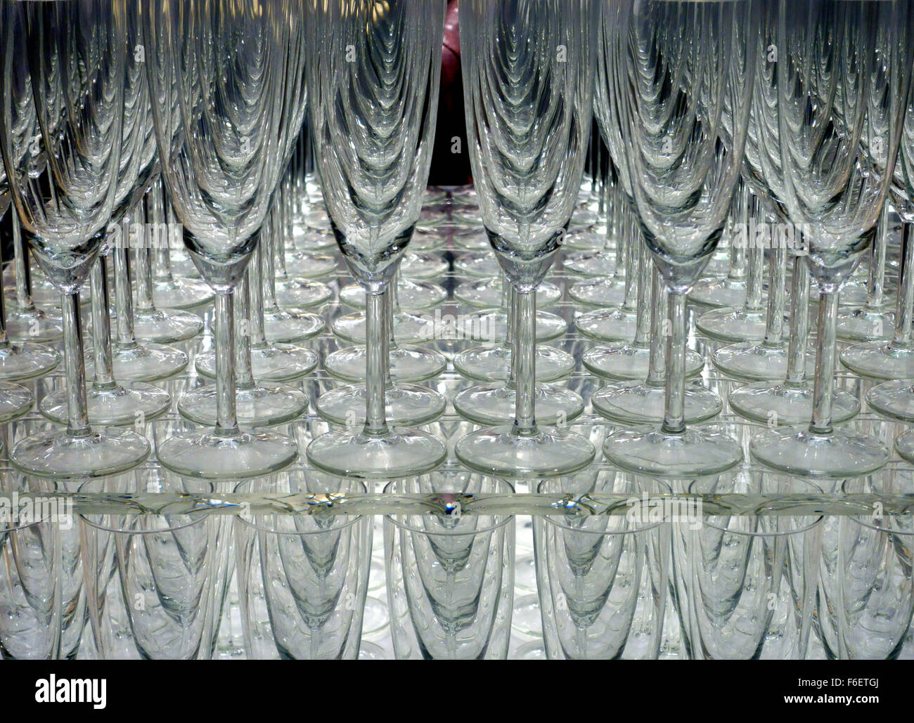 Champagne flutes in London shop window display Stock Photo Alamy
