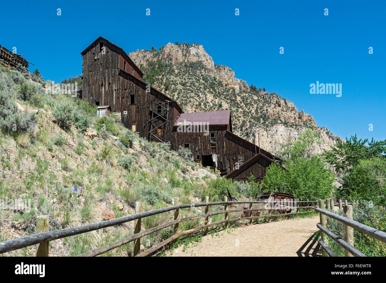 Idaho, Bayhorse, historic mining ghost town, Bayhorse Mill Stock Photo