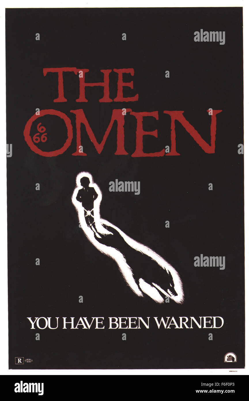 RELEASE DATE: June 25, 1976. Film Title: The Omen. STUDIO: 20th Century Fox. PLOT: Gregory Peck is the ambassador to the United States who's wife has a stillborn child. Without her knowledge, he substitutes another baby as theirs. A few years go by, and then grisly deaths begin to happen. The child's nanny hangs herself and a priest is speared to death in a freak accident. It turns out the child is the son of Satan and can only be killed with the seven daggers of Meggado. PICTURED: Movie Poster. Stock Photo