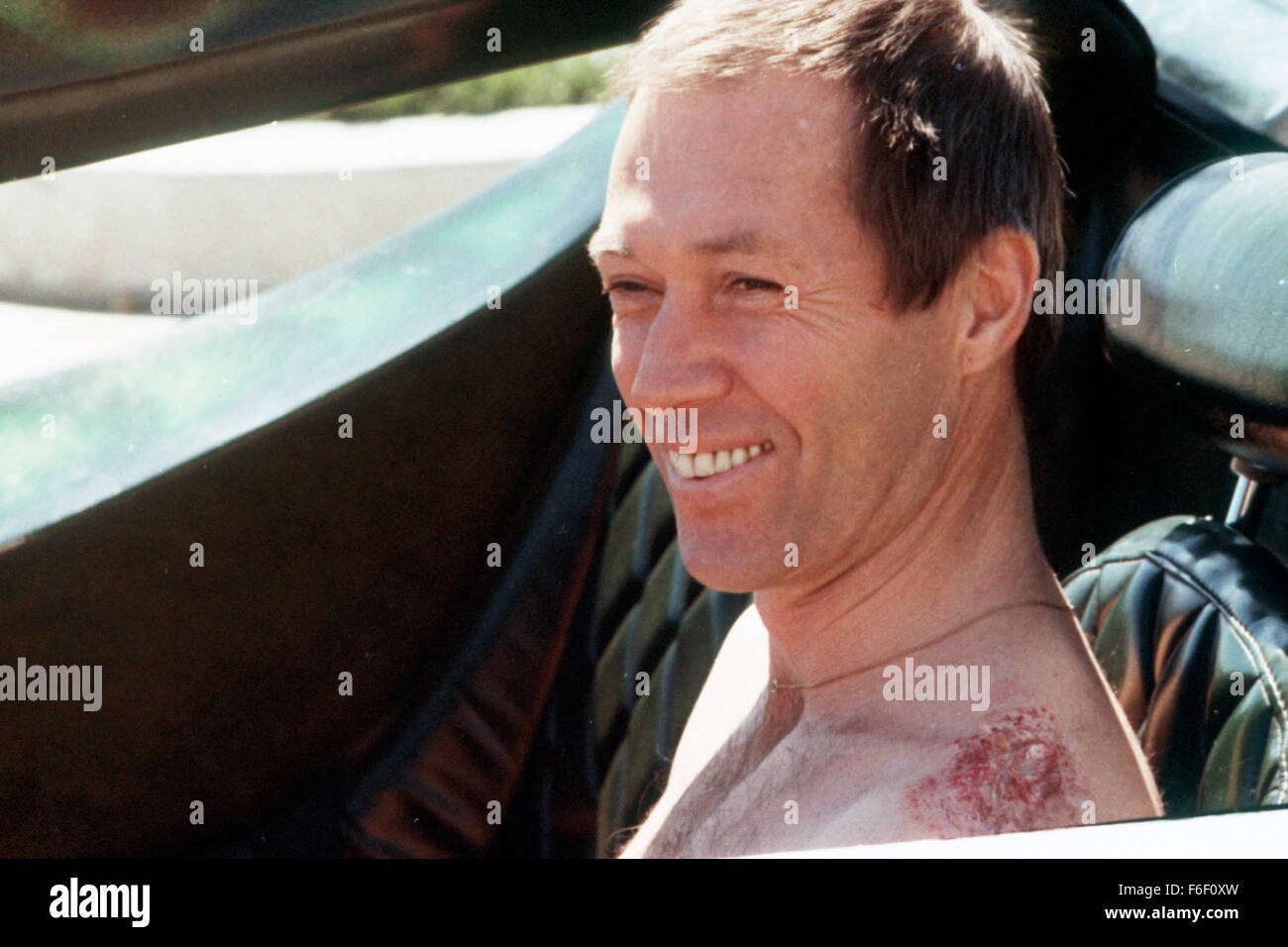 Apr 01, 1975; Los Angeles, CA, USA; DAVE CARRADINE as Frankenstein in the action, sport, sci-fi film 'Death Race 2000' directed by Paul Bartel. Stock Photo