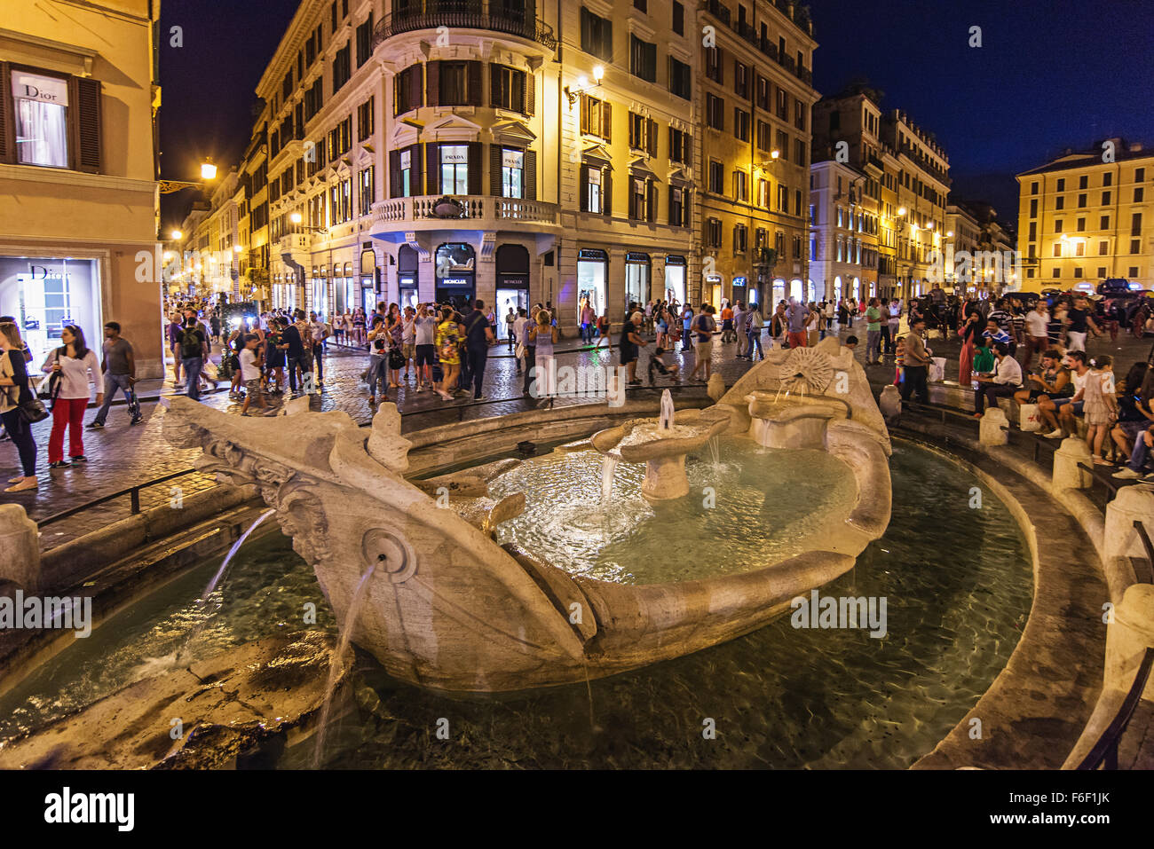 Piazza di Spagna at night, Rome, Italy Stock Photo