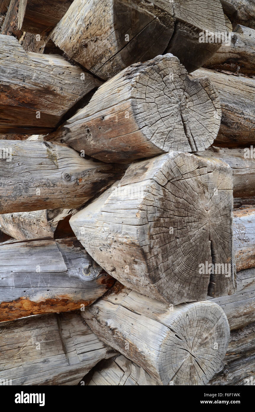 Detail of log home construction Stock Photo