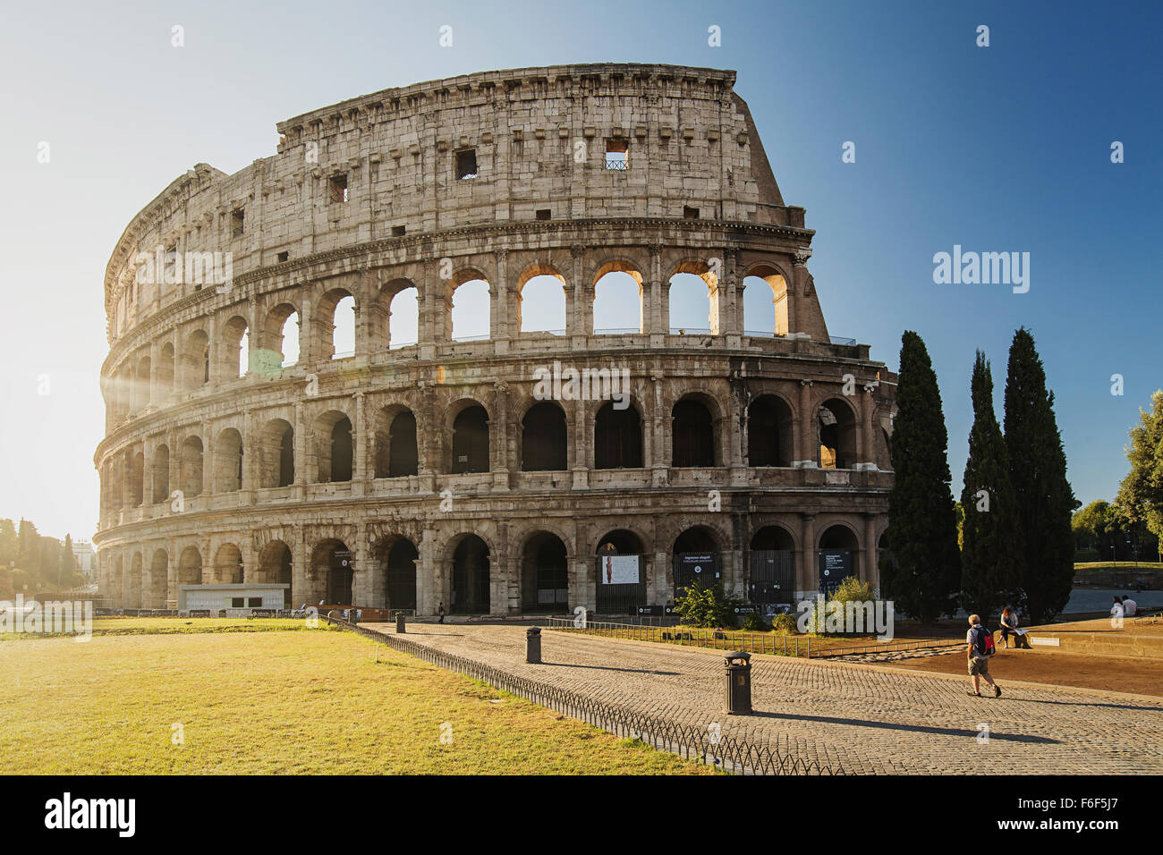 Coliseum in Rome at sunrise Stock Photo