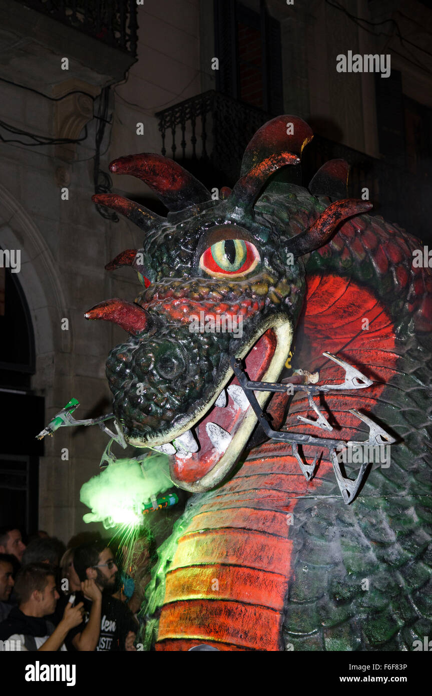 la merce parade fire breathing beasts and dragons barcelona Stock Photo