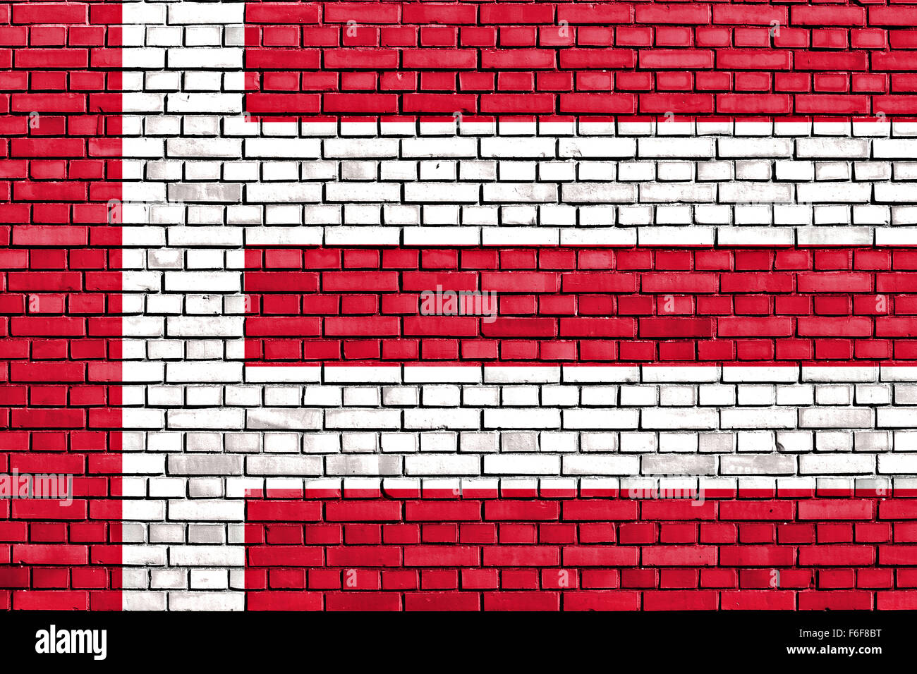 flag of Eindhoven painted on brick wall Stock Photo