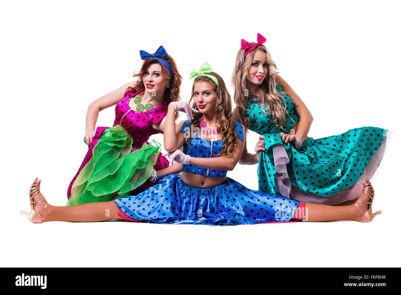 Female disco dancers showing some movements against isolated white Stock Photo Alamy