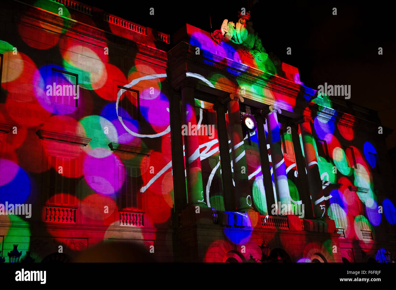 'portraits of barcelona',light projection show,la merce festival,city hall,placa de sant jaume