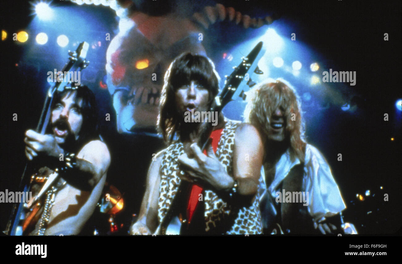 RELEASE DATE: March 2, 1984   MOVIE TITLE: This Is Spinal Tap   DIRECTOR: Rob Reiner  STUDIO: Spinal Tap Prod.   PLOT: In 1982 legendary British heavy metal band Spinal Tap attempt an American comeback tour accompanied by a fan who is also a film-maker. The resulting documentary, interspersed with powerful performances of Tap's pivotal music and profound lyrics, candidly follows a rock group heading towards crisis, culminating in the infamous affair of the eighteen-inch-high Stonehenge stage prop   PICTURED: MICHAEL MCKEAN as David St. Hubbins, CHRISTOPHER GUEST as Nigel Tufnel and HARRY SHEAR Stock Photo