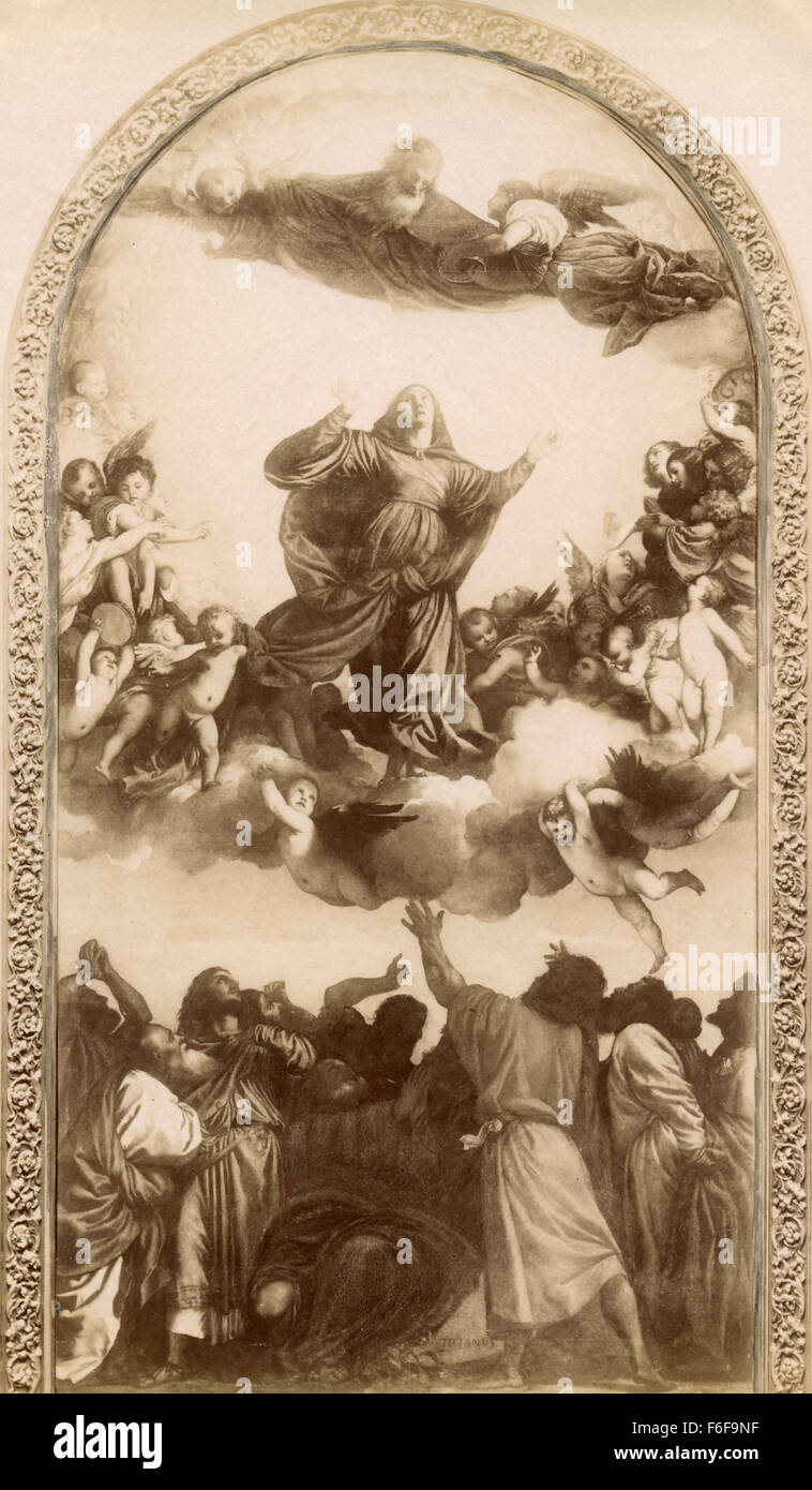 The Assumption of the Virgin Mary, painted by Tiziano Vecellio Stock Photo