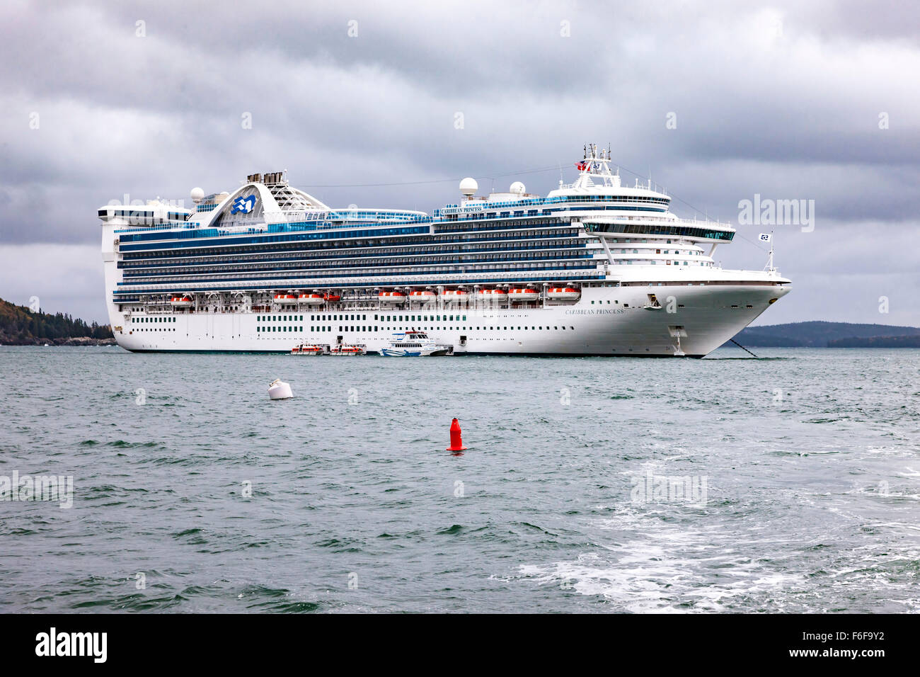 Caribbean Princess at Anchor, Bar Harbour Stock Photo Alamy