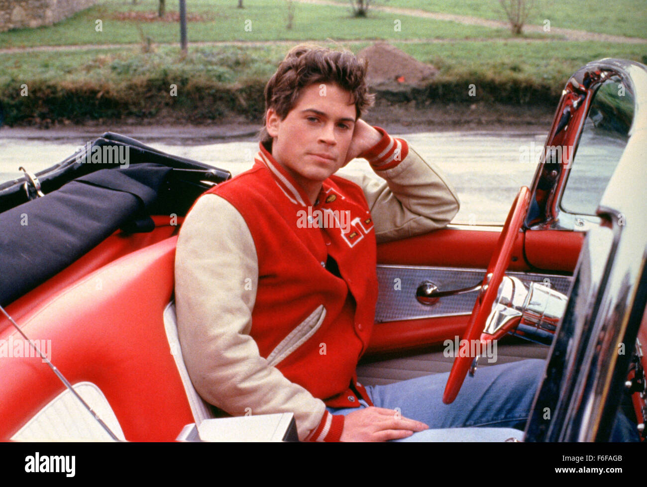 RELEASE DATE: August 24, 1984   MOVIE TITLE: Oxford Blues   DIRECTOR: Robert Boris  STUDIO: Baltic Industrial Finance  PLOT: A young American hustler in Las Vegas spots a rich English Lady. Smitten, he pursues her to England, where his only chance of getting together with her is to enroll in Oxford and join the rowing team   PICTURED: ROB LOWE as Nick De Angelo   (Credit Image: c Baltic Industrial Finance/Entertainment Pictures) Stock Photo