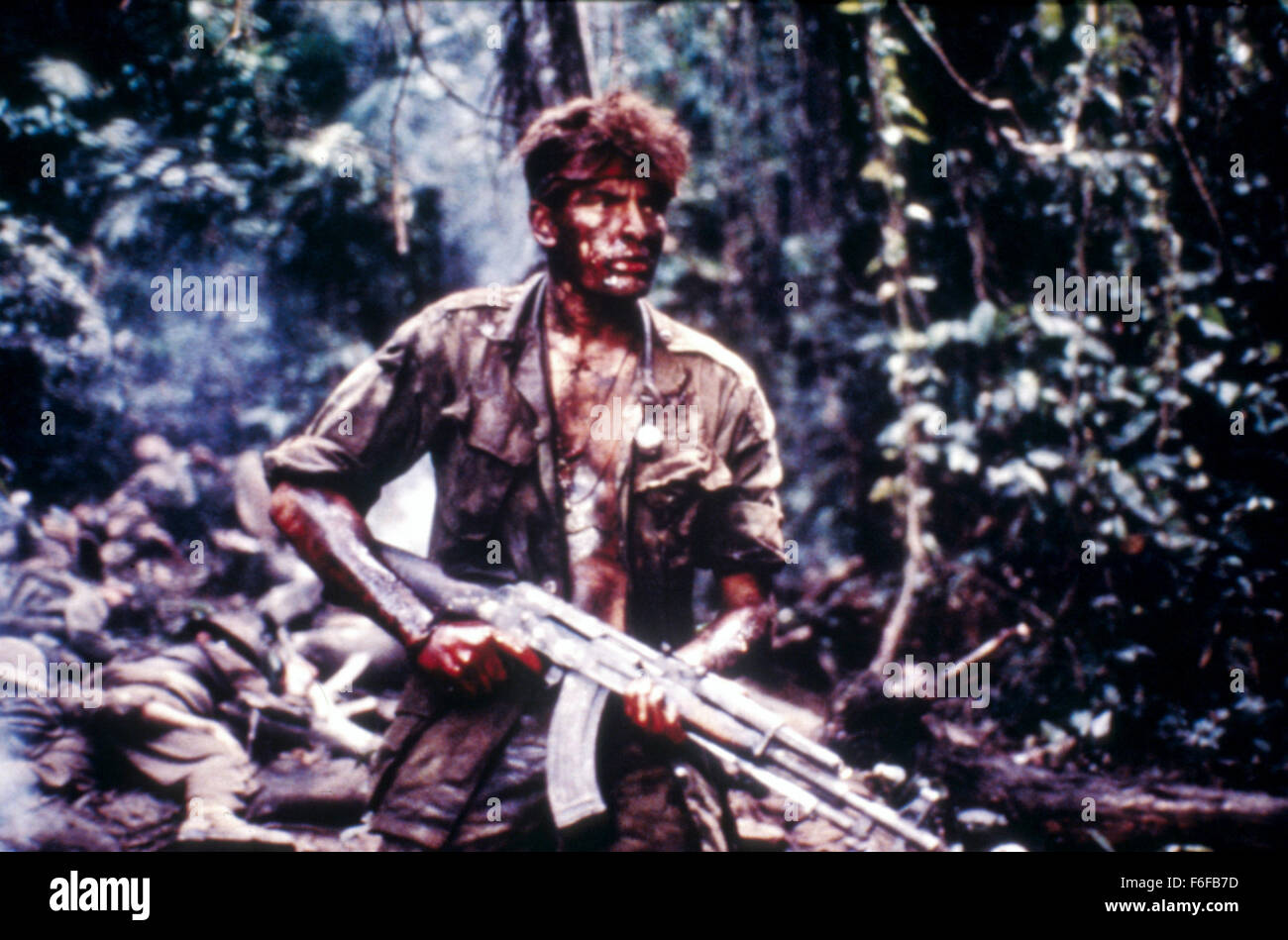 RELEASE DATE: December 24, 1986   MOVIE TITLE: Platoon   STUDIO: Orion Pictures   PLOT: A gritty and emotional look at the lives of a platoon of American soldiers as they patrol, fight and die in the jungles of Vietnam as seen through the perspective of a young recruit (Charlie Sheen). Two veteran sergeants (Tom Berenger, Willem Dafoe) clash when one of them precipitates a massacre of villagers. Winner of 4 Academy Awards including Best Picture and Best Director   PICTURED: CHARLIE SHEEN as Pvt. Chris Taylor  (Credit Image: c Orion Pictures/Entertainment Pictures) Stock Photo