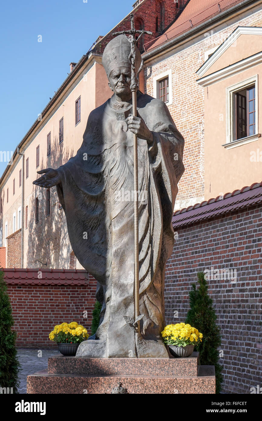 Statue of Pope John Paul in Krakow Stock Photo