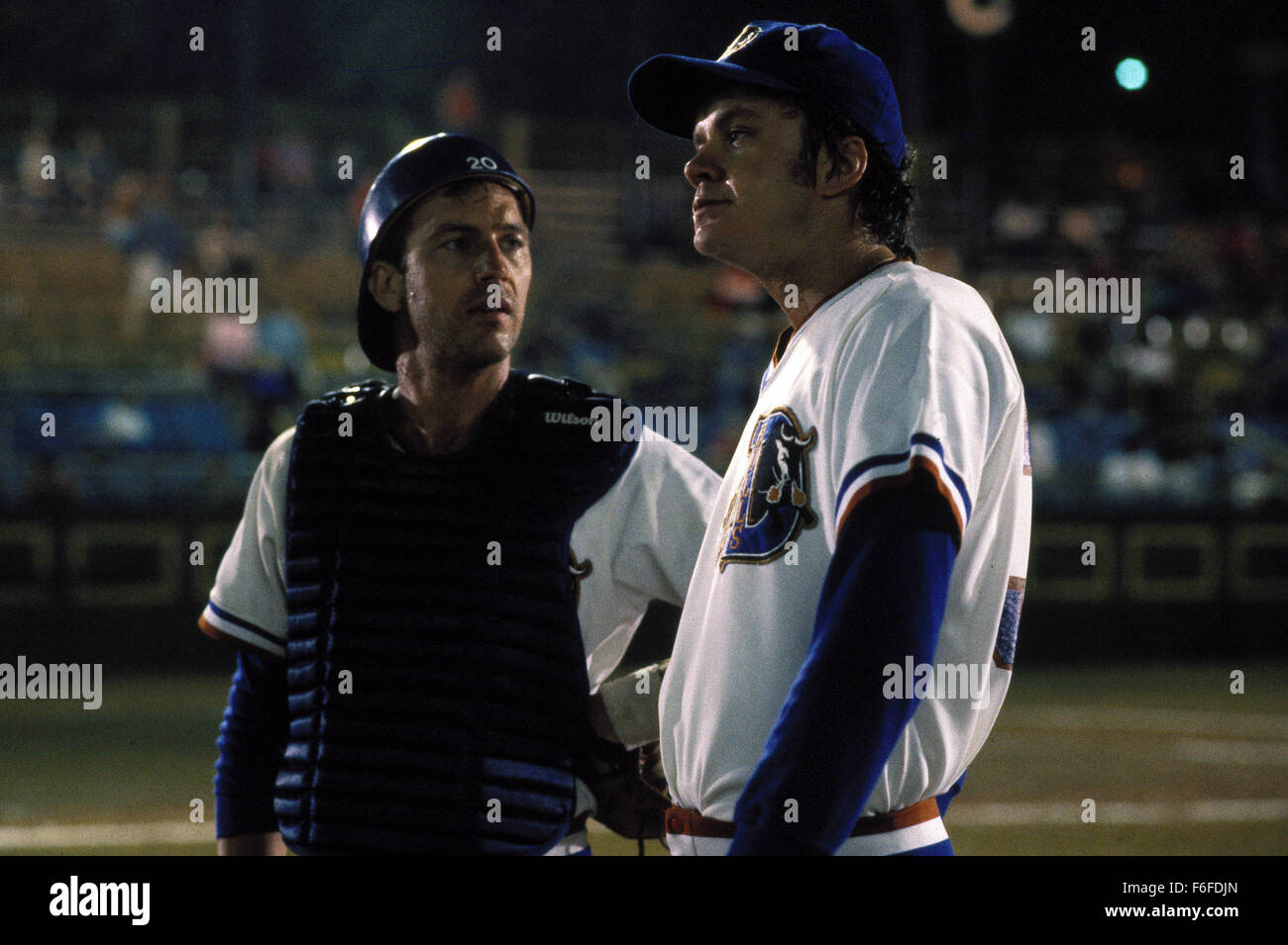 Jun 15, 1988; Arlington, TX, USA; KEVIN COSTNER (left) as Crash Davis