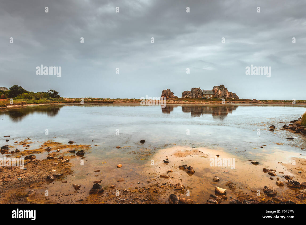 shoreline at low tide, Brittany, France Stock Photo - Alamy
