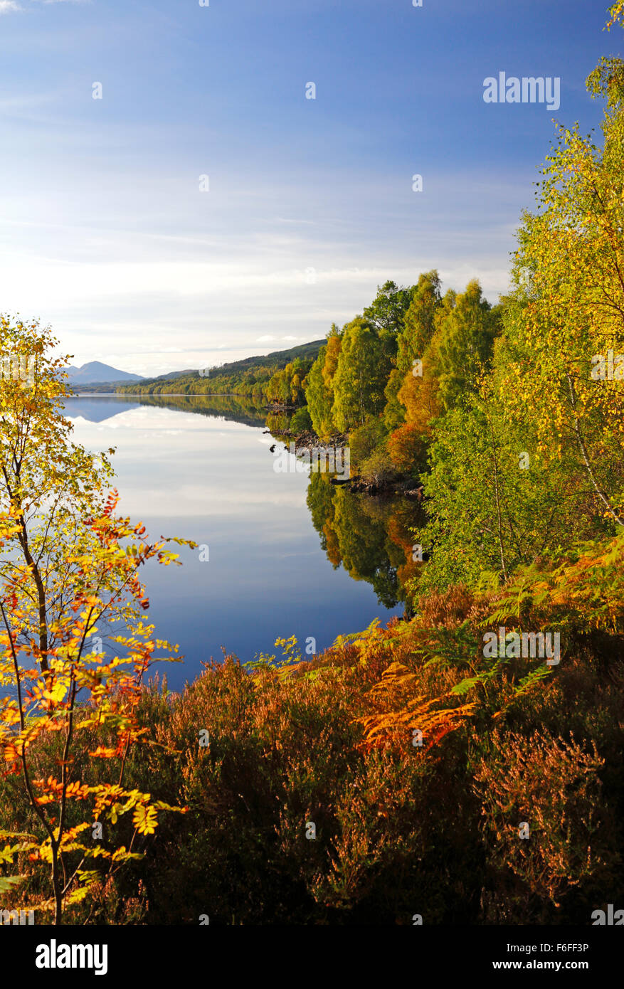 A view of Loch Garry in autumn in Glen Garry, Inverness-shire, Scotland, United Kingdom. Stock Photo