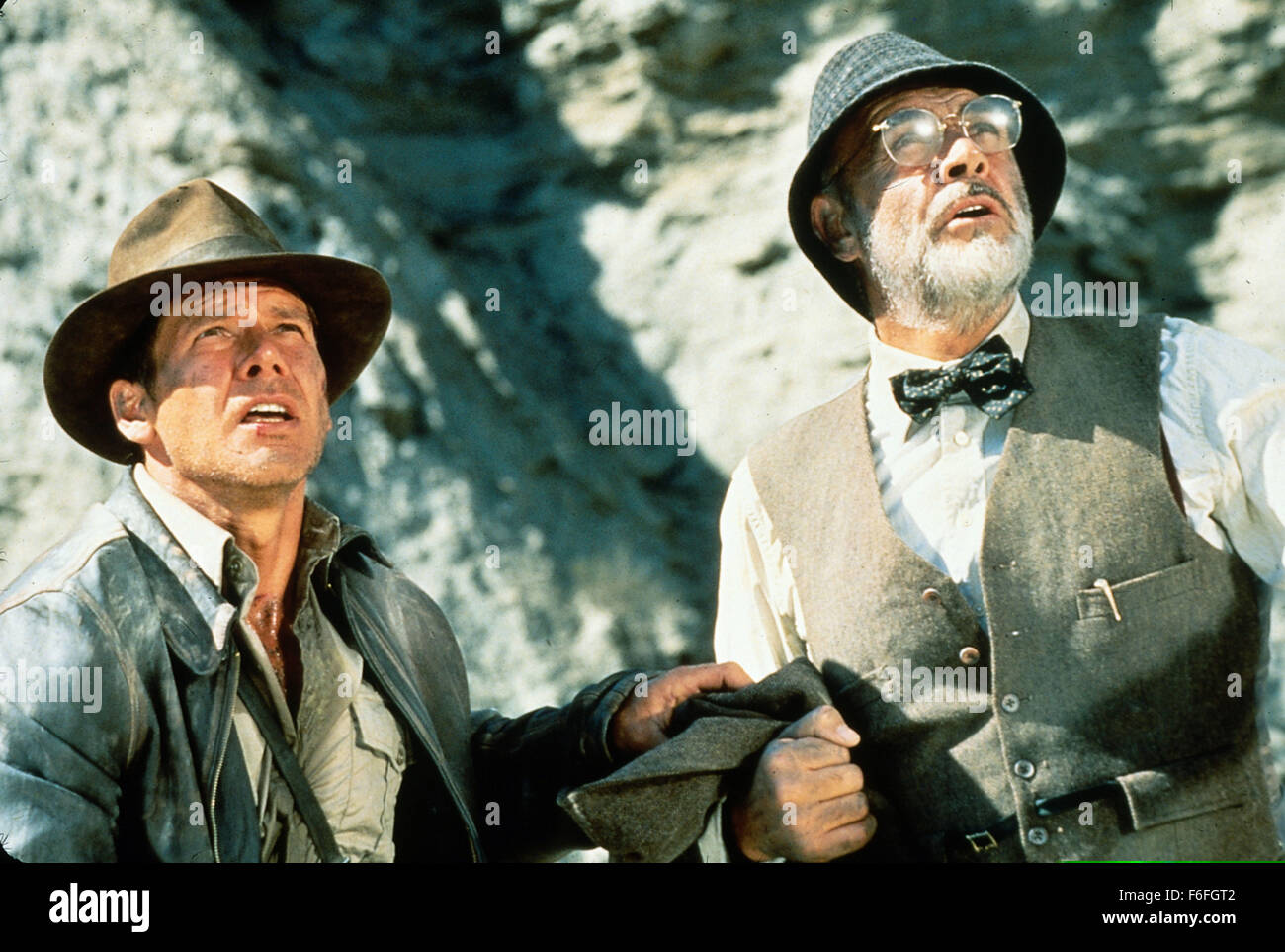 May 24, 1989; Los Angeles, CA, USA; Director Steven Spielberg and Paramount Pictures brings you 'Indiana Jones and the Last Crusade' starring HARRISON FORD as Indiana and SEAN CONNERY as Prof. Henry Jones. Stock Photo
