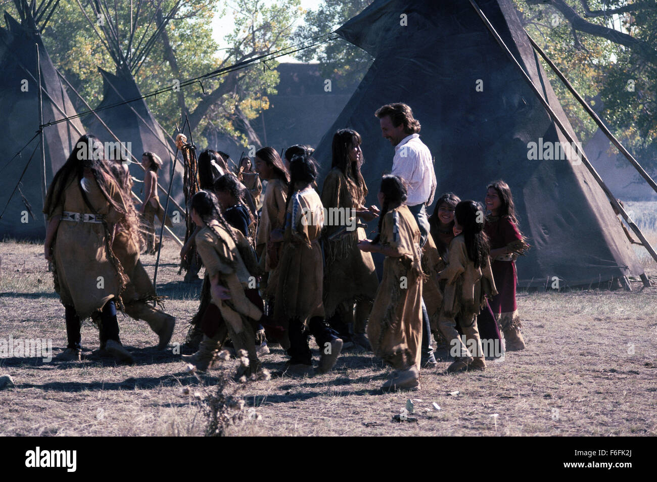 RELEASE DATE: November 21, 1990  TITLE: Dances With Wolves  STUDIO: Columbia TriStar  DIRECTOR: Kevin Costner  PLOT: Having been sent to a remote outpost in the wilderness of the Dakota territory during the American Civil War, Lieutenant John Dunbar encounters, and is eventually accepted into, the local Sioux tribe. He is known as 'Dances with Wolves' to them and as time passes he becomes enamoured by the beautiful 'Stands With a Fist'. Not soon after, the frontier becomes the frontier no more, and as the army advances on the plains, John must make a decision that will not only affect him, but Stock Photo